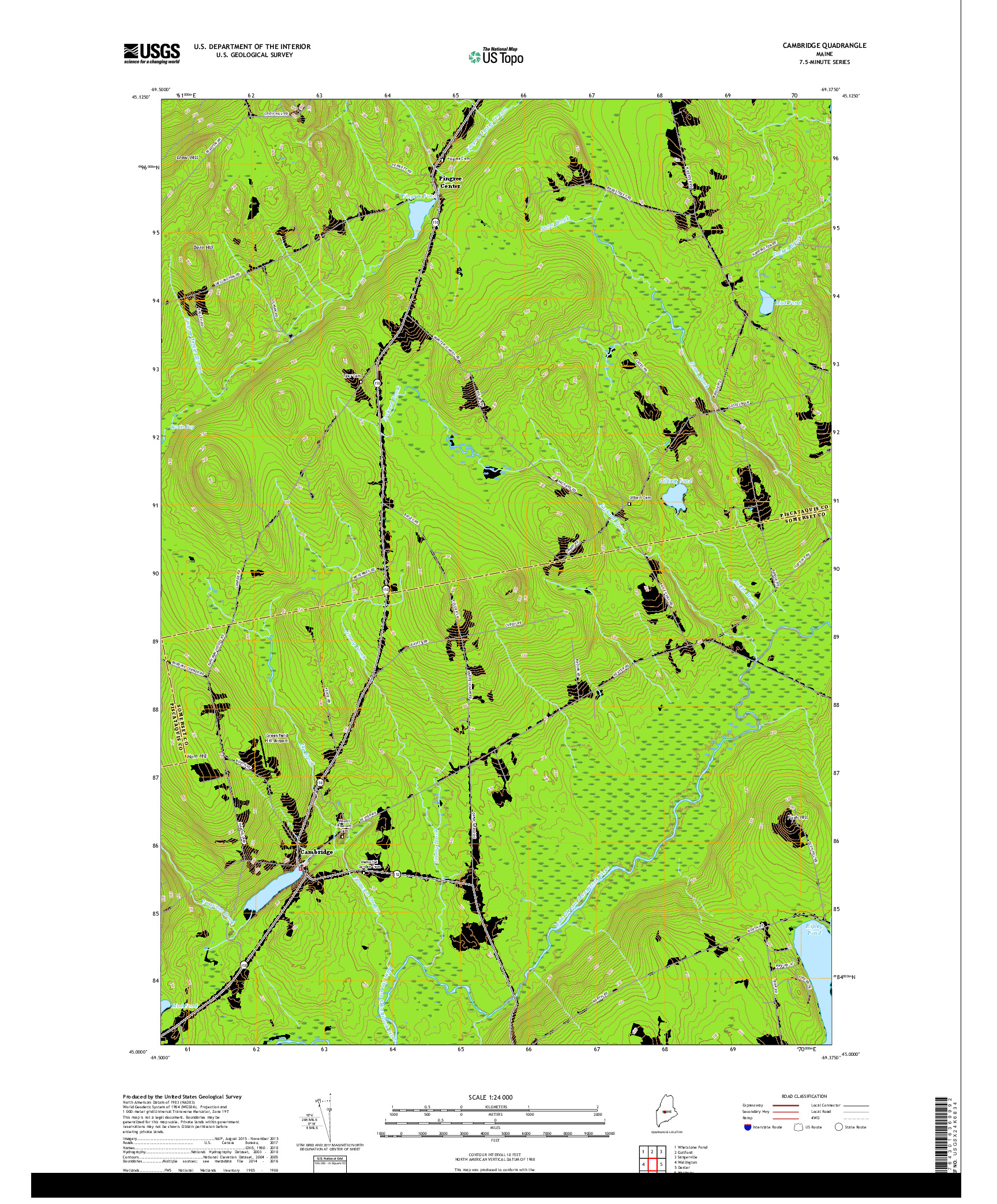 USGS US TOPO 7.5-MINUTE MAP FOR CAMBRIDGE, ME 2018