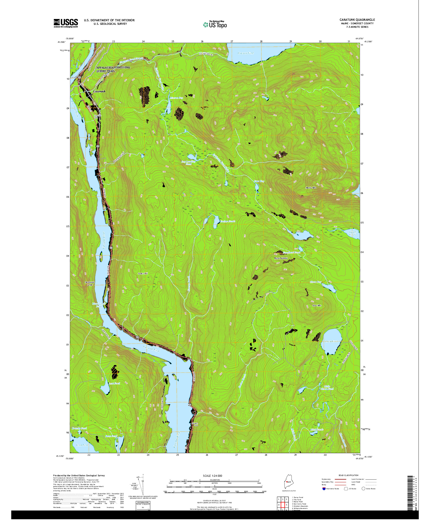 USGS US TOPO 7.5-MINUTE MAP FOR CARATUNK, ME 2018