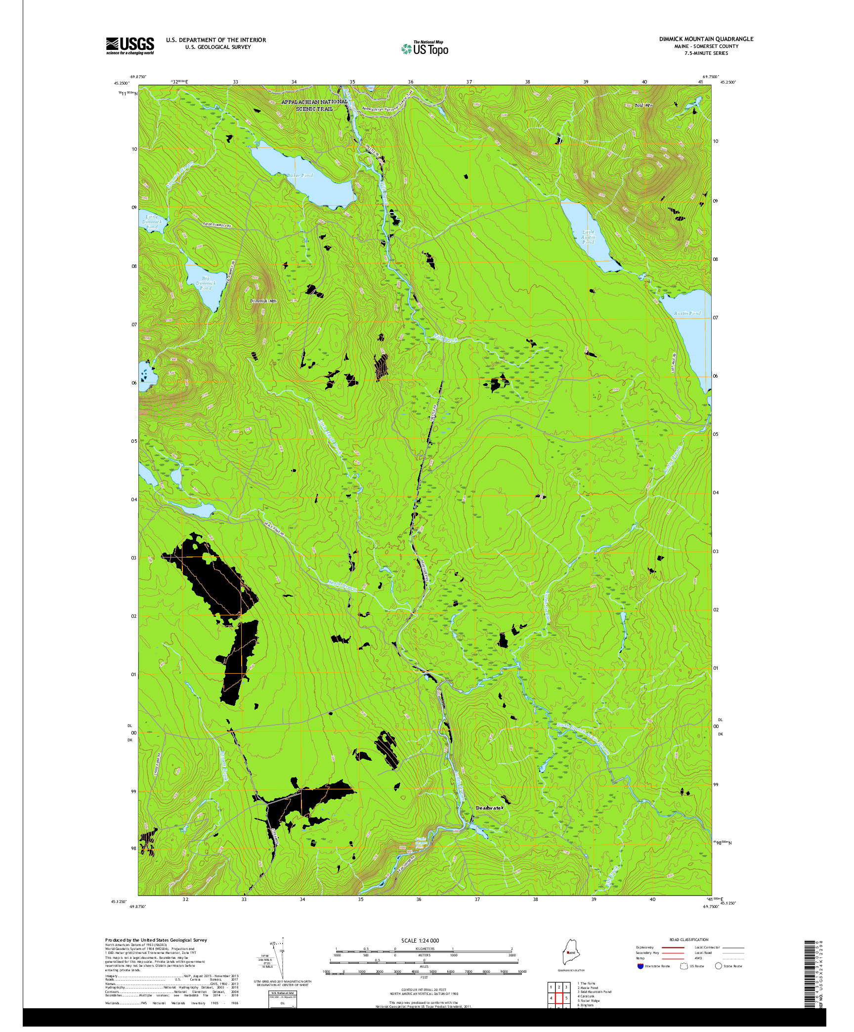 USGS US TOPO 7.5-MINUTE MAP FOR DIMMICK MOUNTAIN, ME 2018