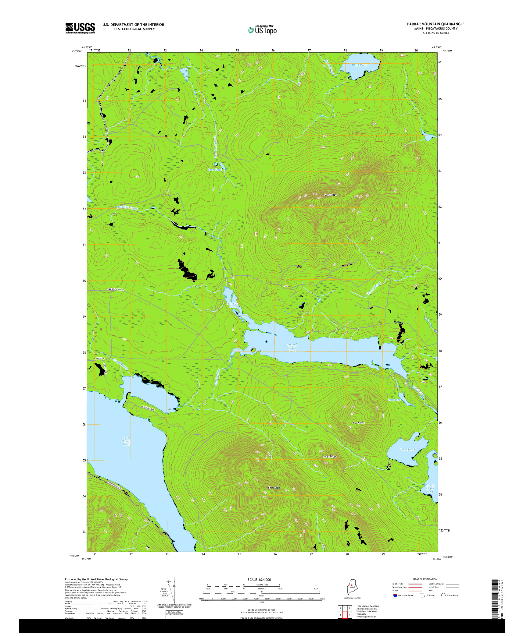 USGS US TOPO 7.5-MINUTE MAP FOR FARRAR MOUNTAIN, ME 2018