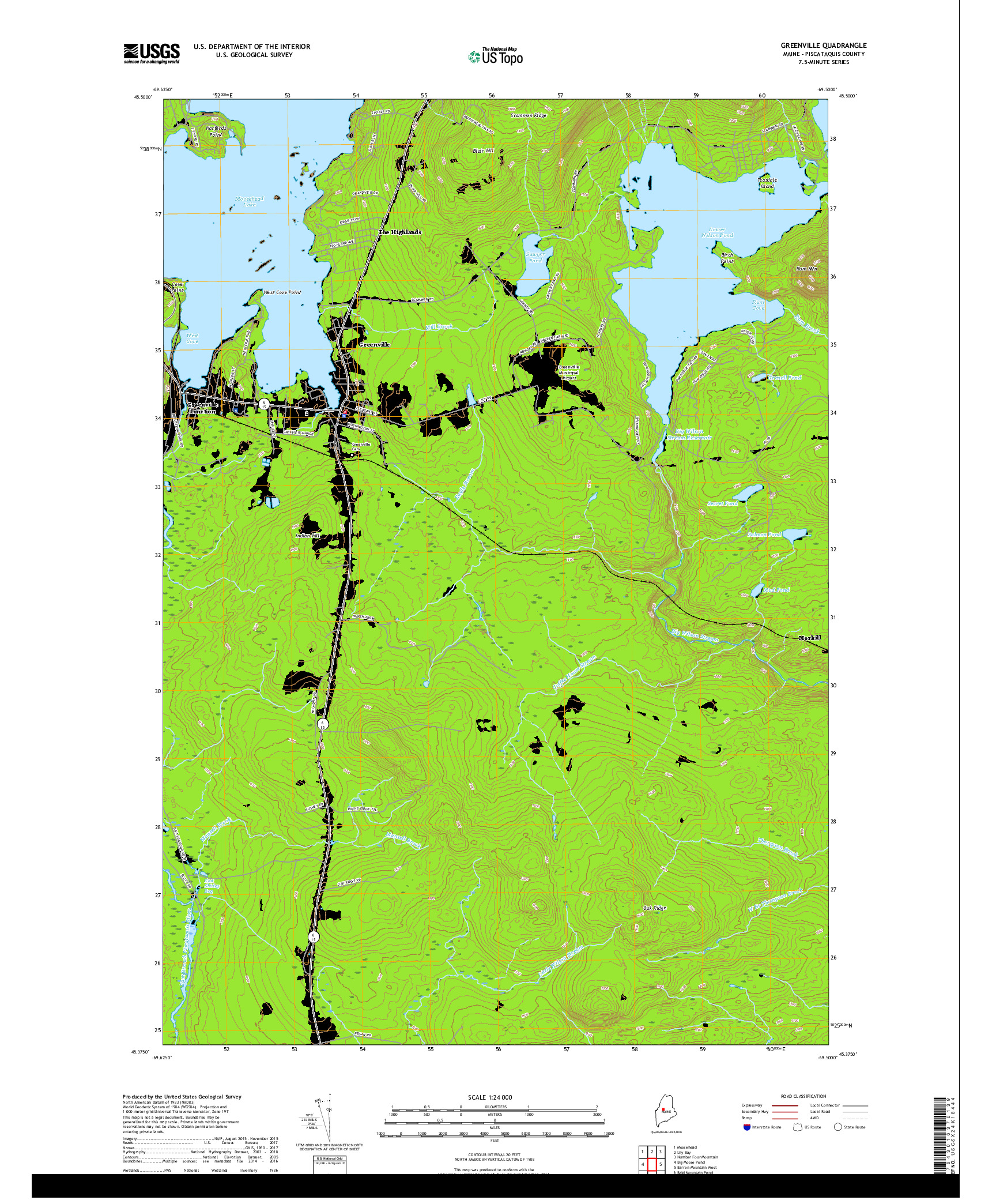 USGS US TOPO 7.5-MINUTE MAP FOR GREENVILLE, ME 2018