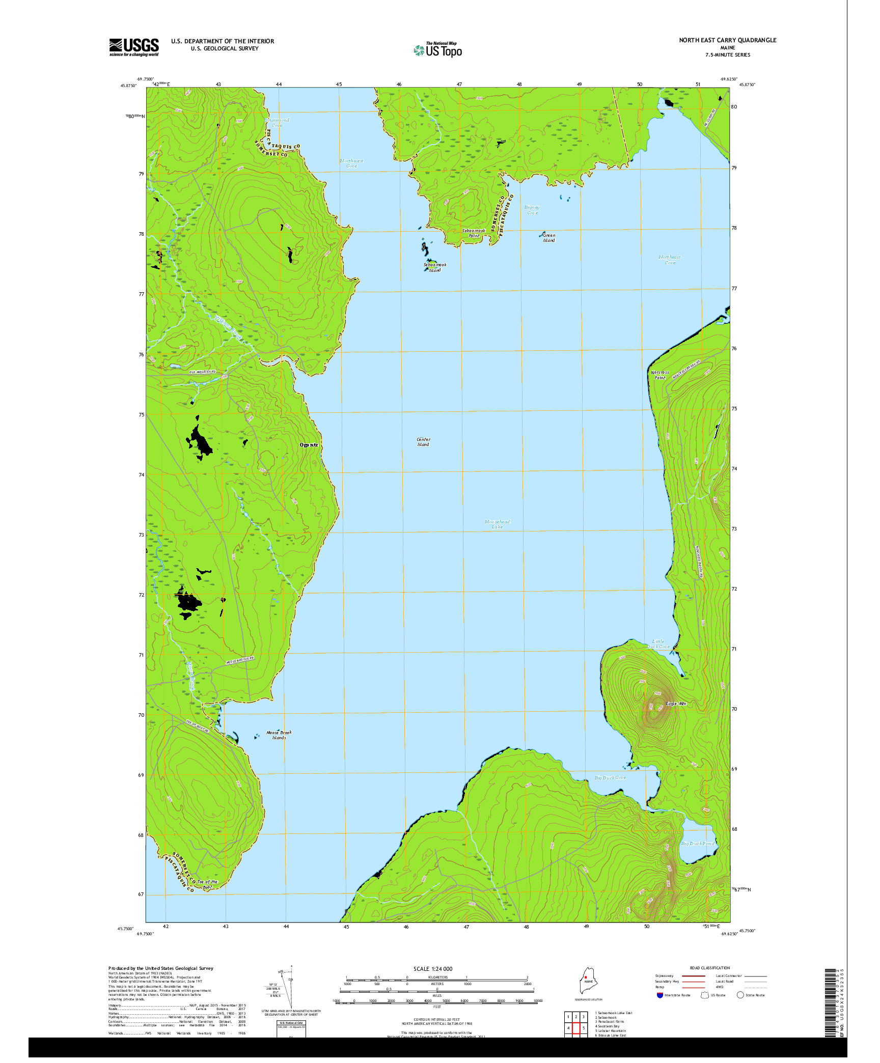 USGS US TOPO 7.5-MINUTE MAP FOR NORTH EAST CARRY, ME 2018