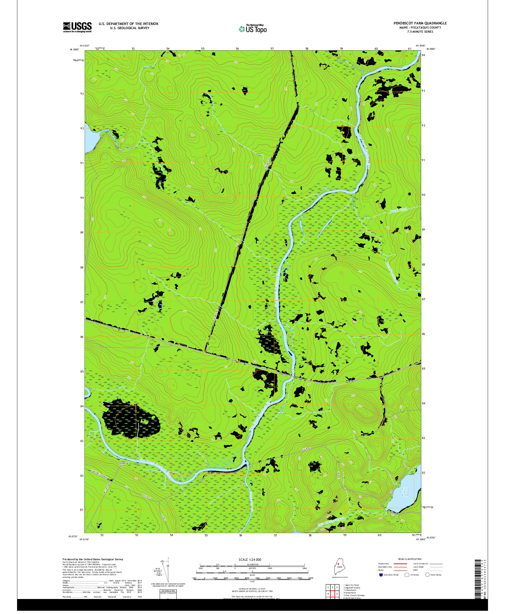 USGS US TOPO 7.5-MINUTE MAP FOR PENOBSCOT FARM, ME 2018