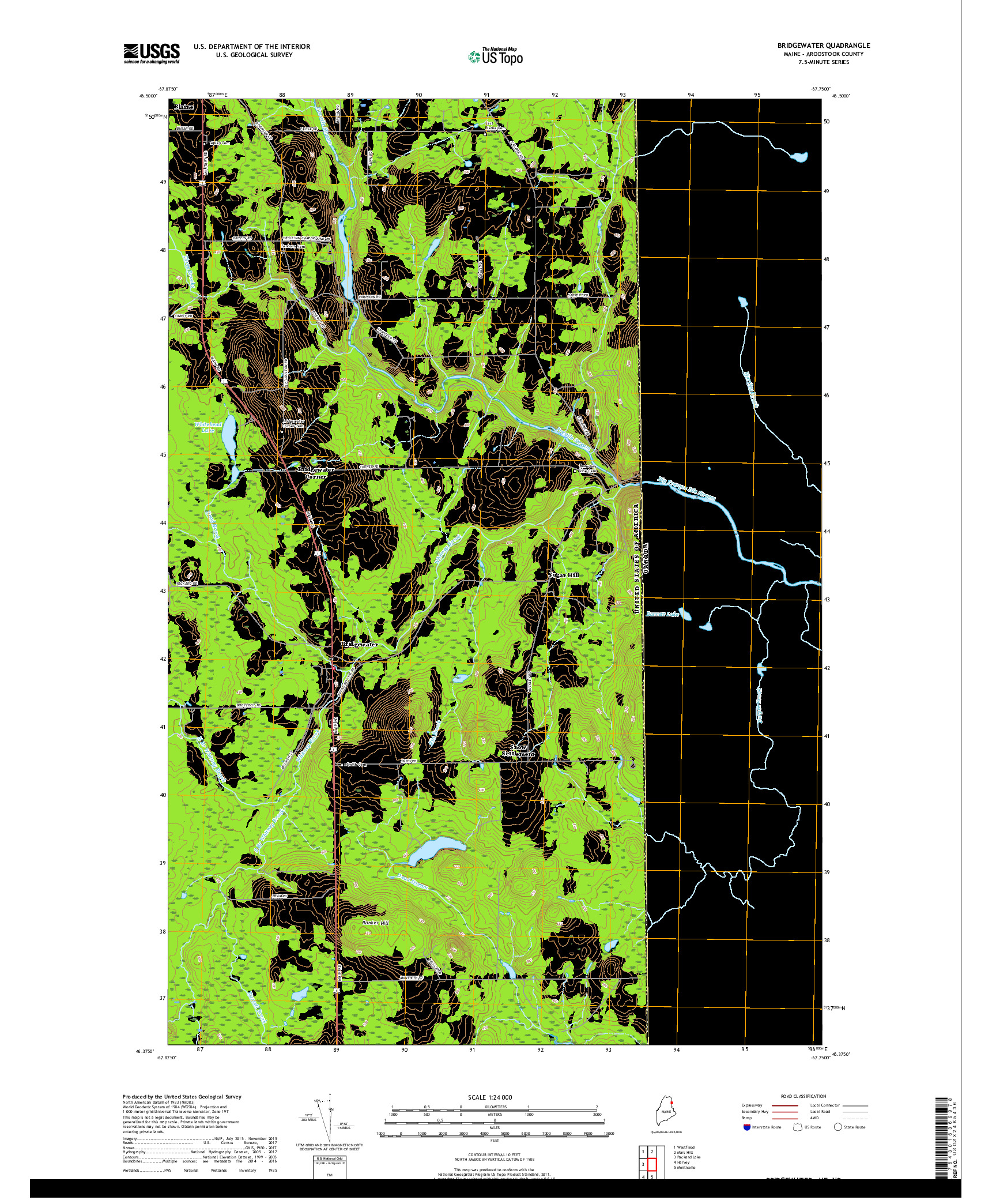 USGS US TOPO 7.5-MINUTE MAP FOR BRIDGEWATER, ME,NB 2018