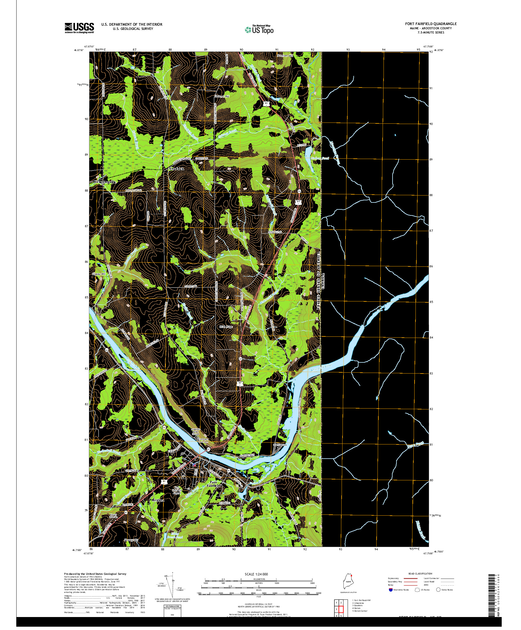 USGS US TOPO 7.5-MINUTE MAP FOR FORT FAIRFIELD, ME,NB 2018