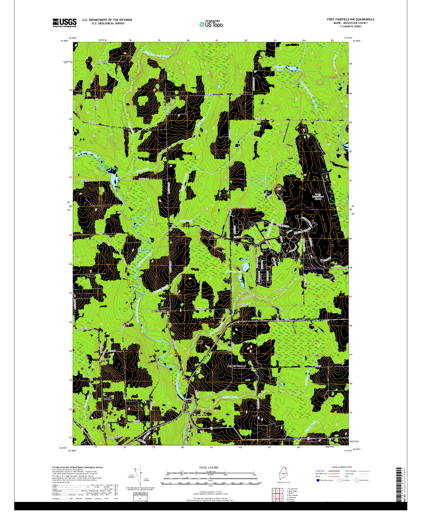 USGS US TOPO 7.5-MINUTE MAP FOR FORT FAIRFIELD NW, ME 2018