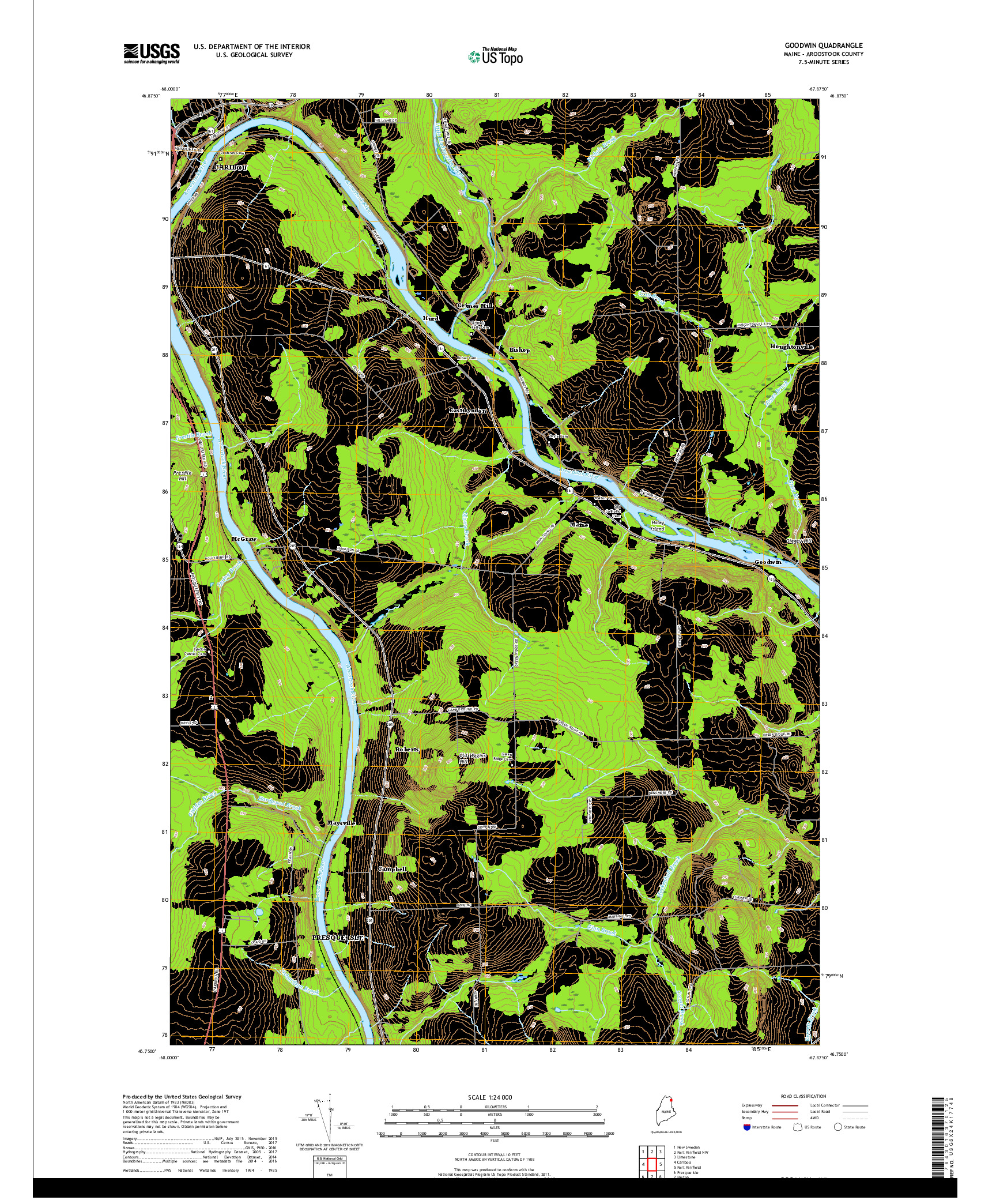 USGS US TOPO 7.5-MINUTE MAP FOR GOODWIN, ME 2018