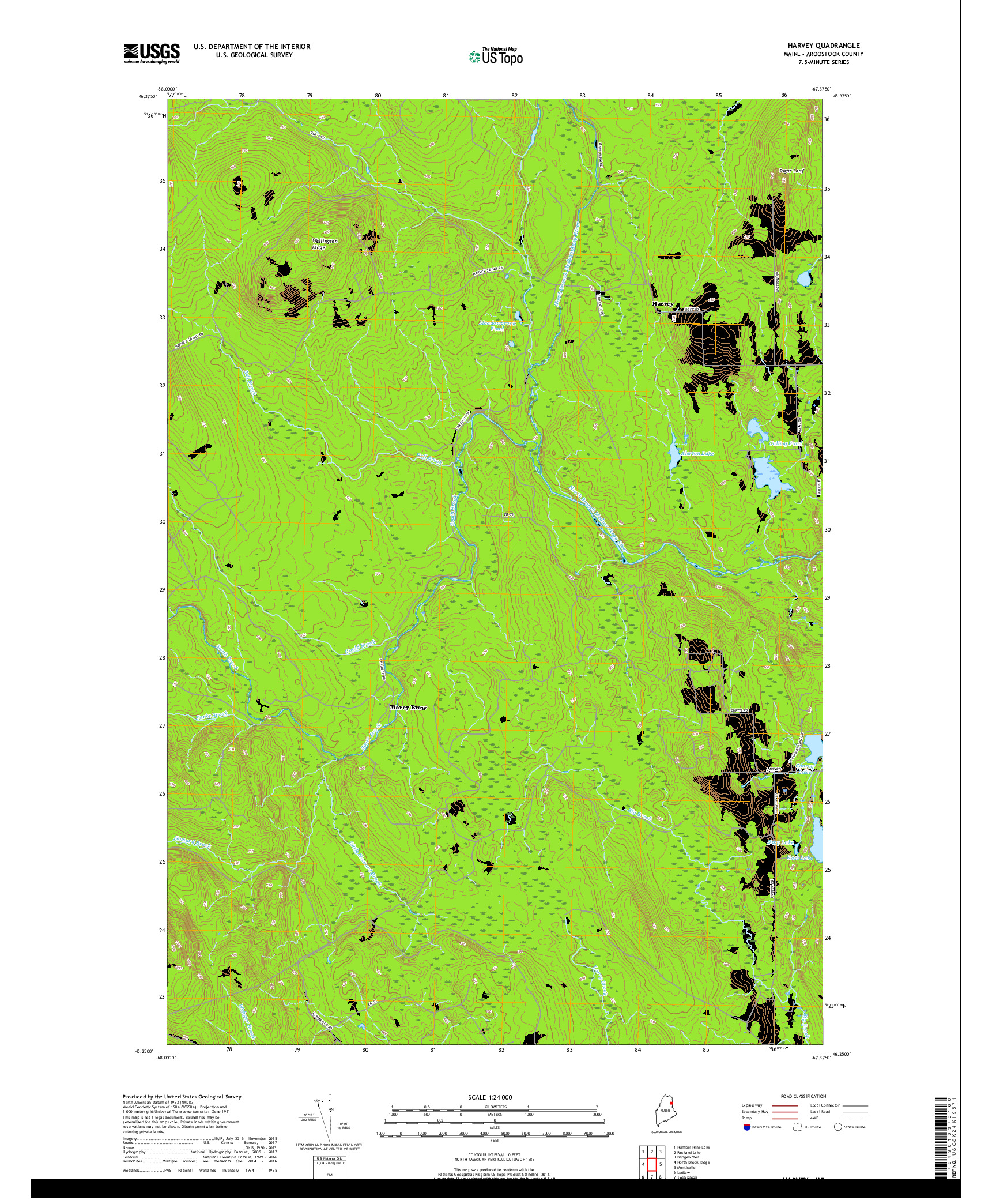 USGS US TOPO 7.5-MINUTE MAP FOR HARVEY, ME 2018