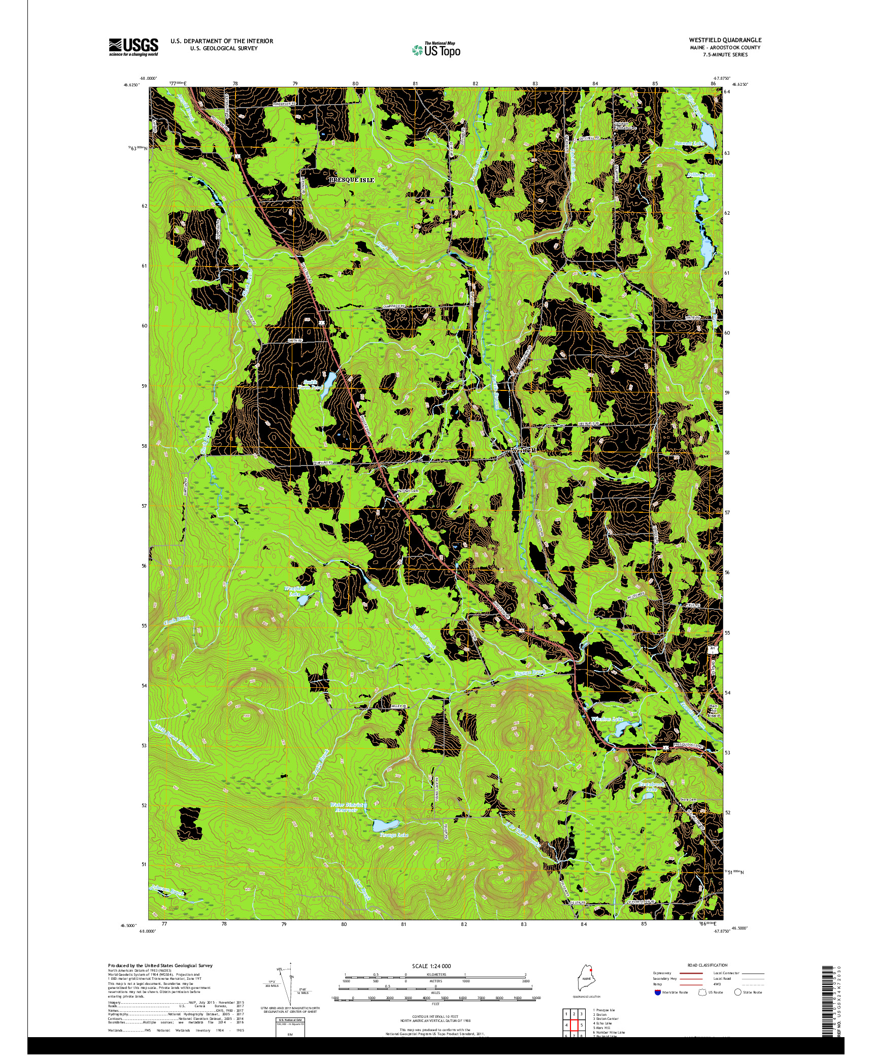 USGS US TOPO 7.5-MINUTE MAP FOR WESTFIELD, ME 2018