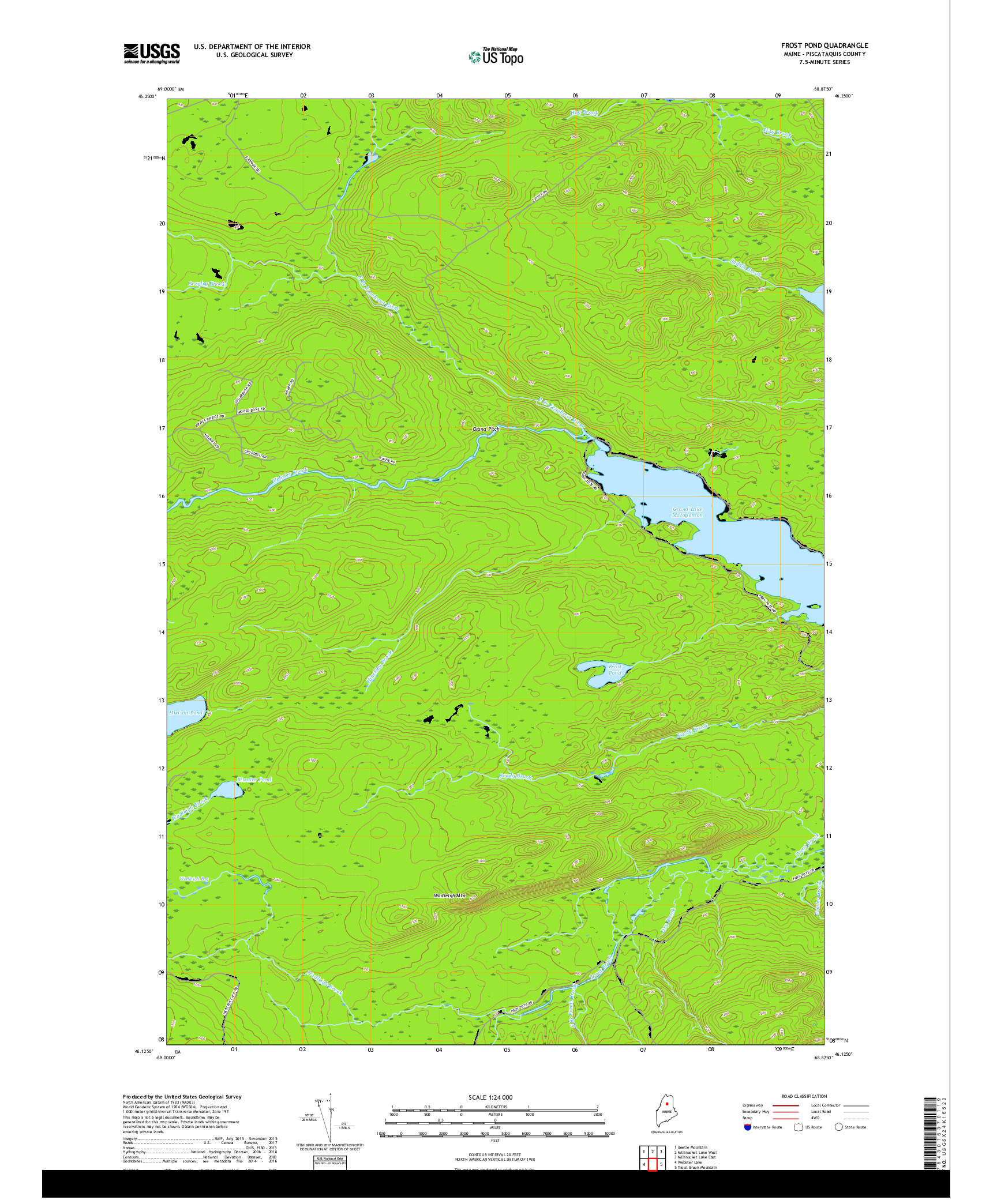 USGS US TOPO 7.5-MINUTE MAP FOR FROST POND, ME 2018