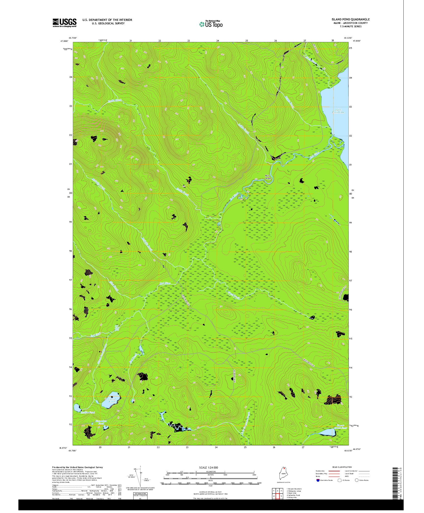 USGS US TOPO 7.5-MINUTE MAP FOR ISLAND POND, ME 2018