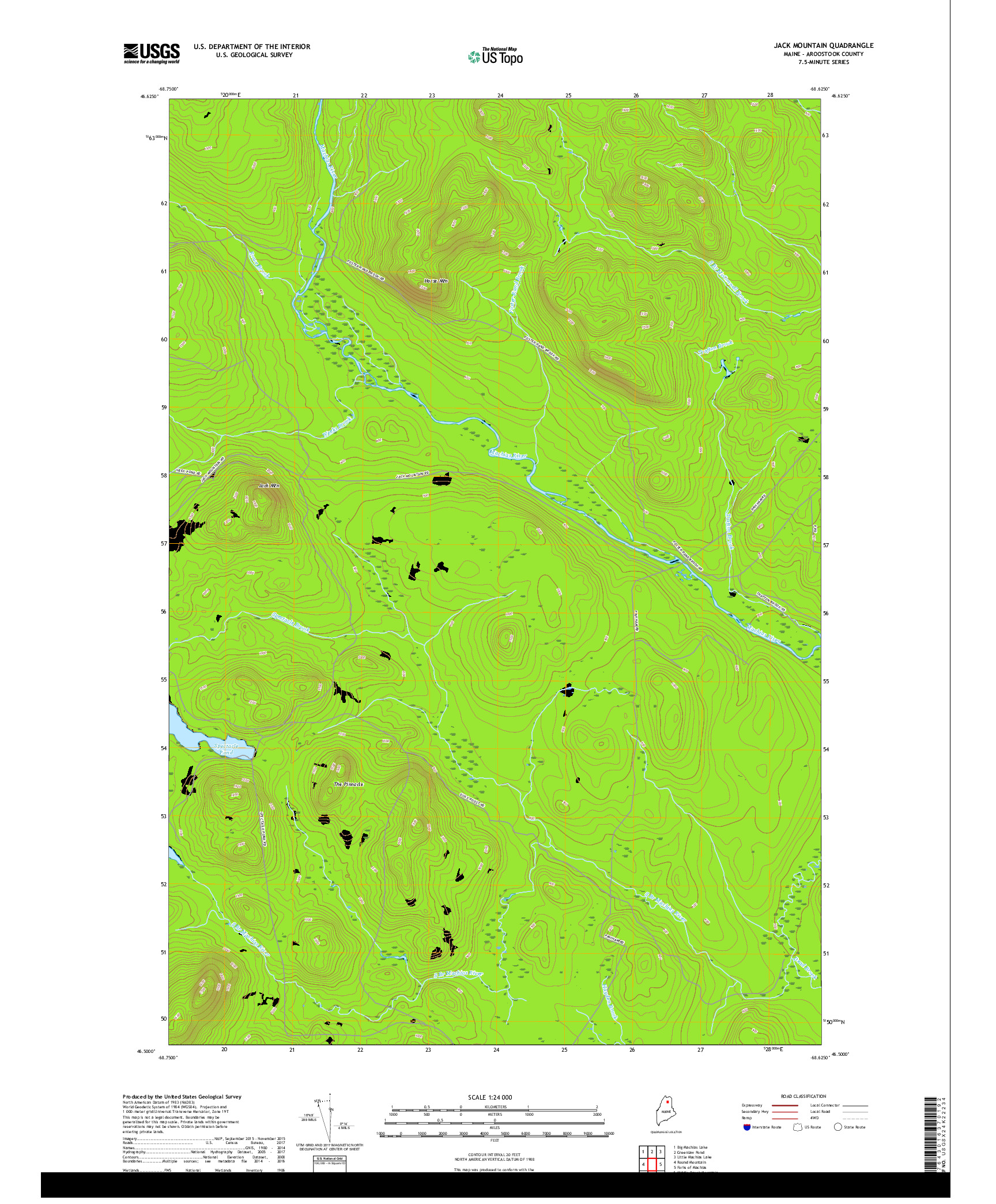 USGS US TOPO 7.5-MINUTE MAP FOR JACK MOUNTAIN, ME 2018