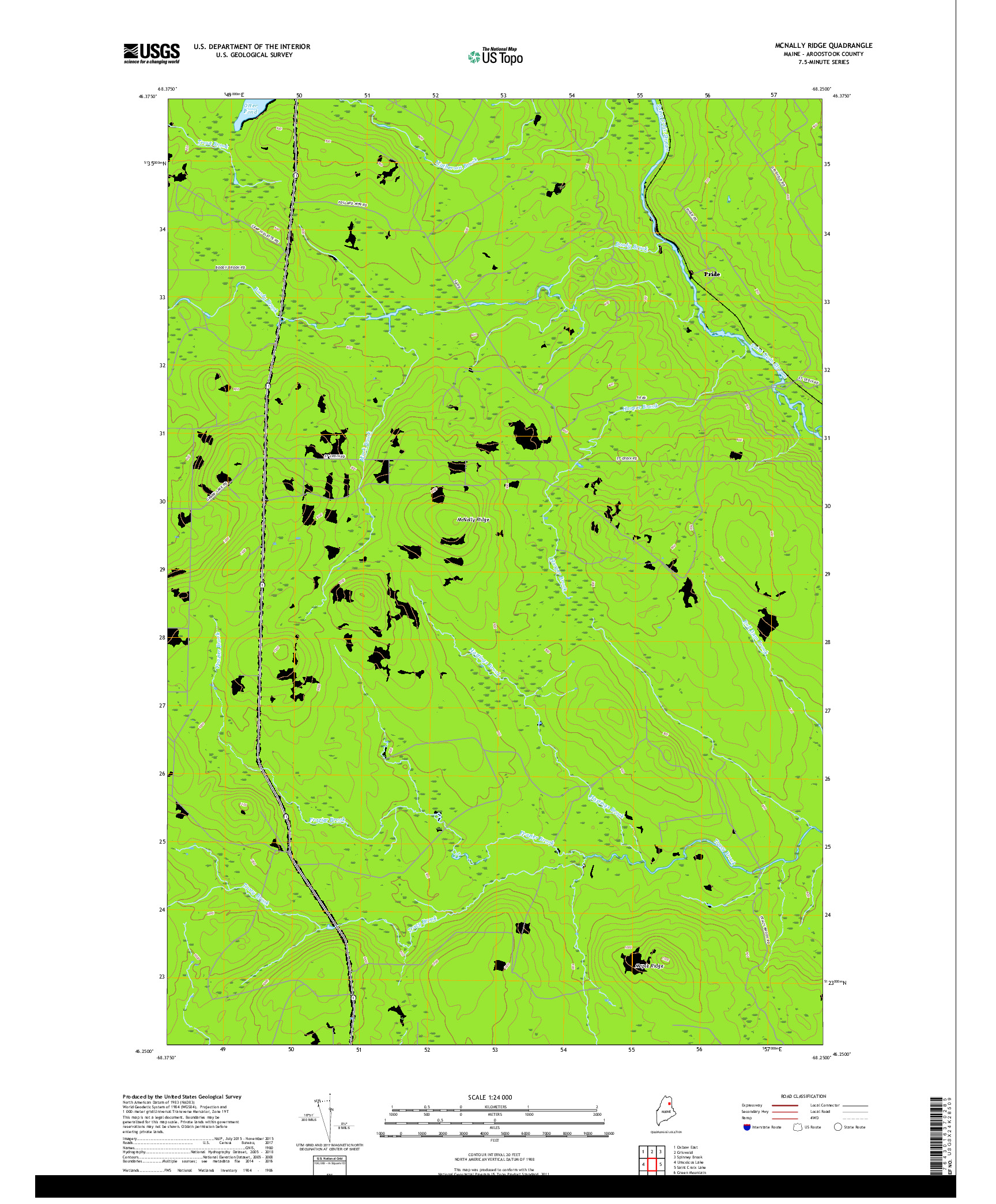 USGS US TOPO 7.5-MINUTE MAP FOR MCNALLY RIDGE, ME 2018