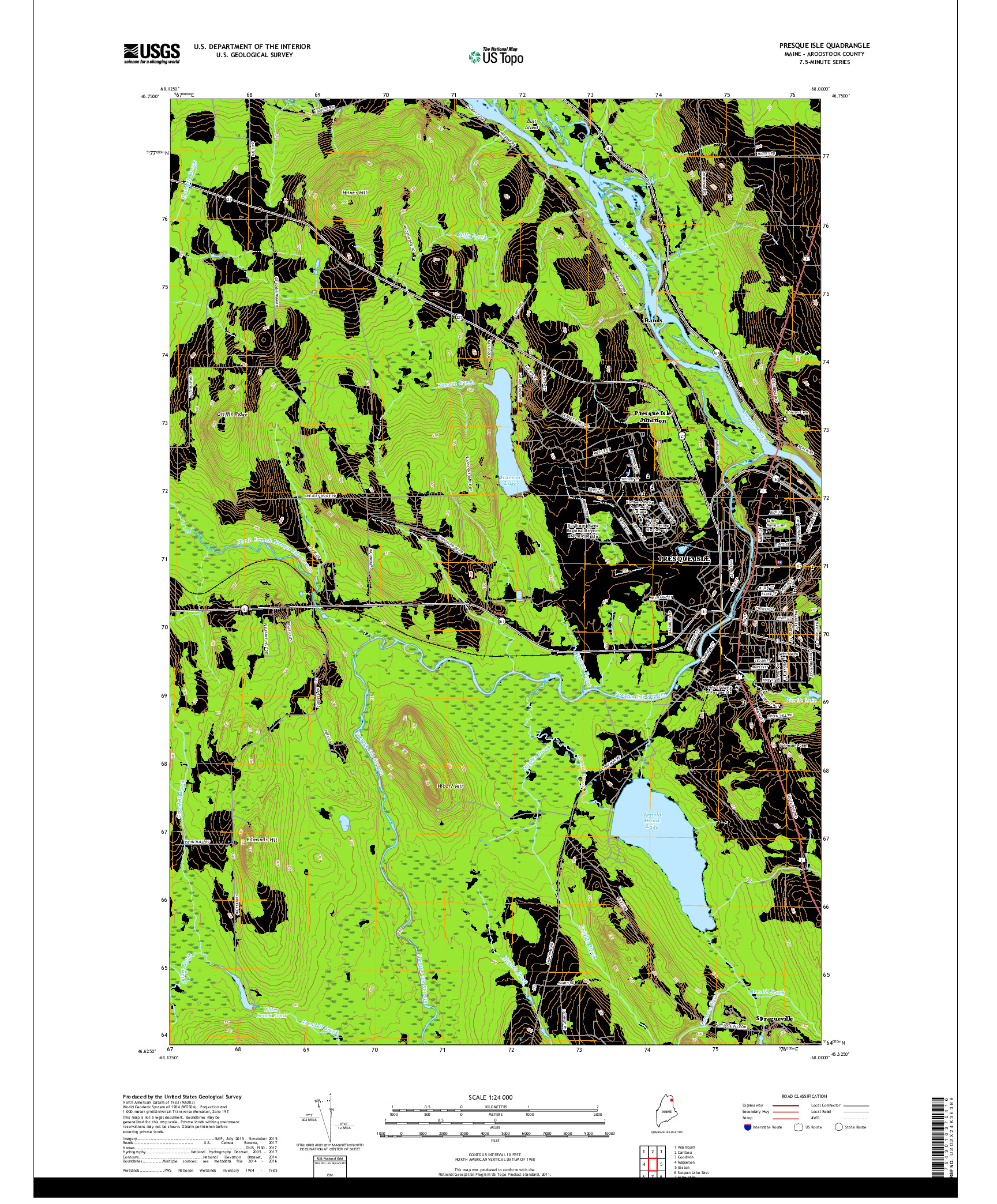 USGS US TOPO 7.5-MINUTE MAP FOR PRESQUE ISLE, ME 2018