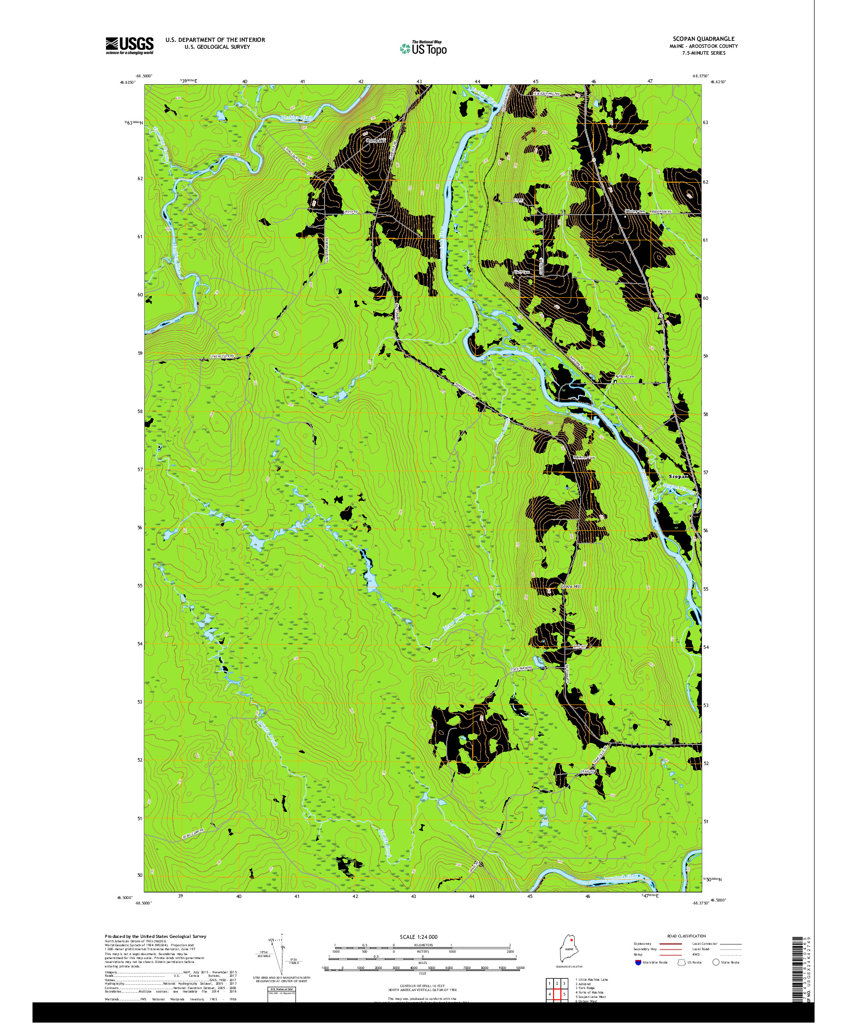 USGS US TOPO 7.5-MINUTE MAP FOR SCOPAN, ME 2018