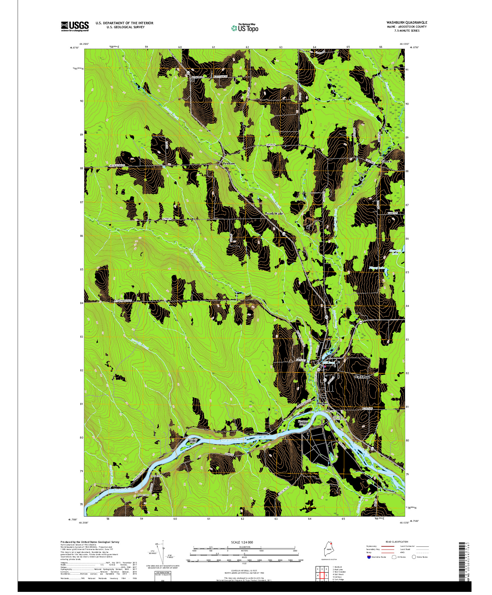 USGS US TOPO 7.5-MINUTE MAP FOR WASHBURN, ME 2018