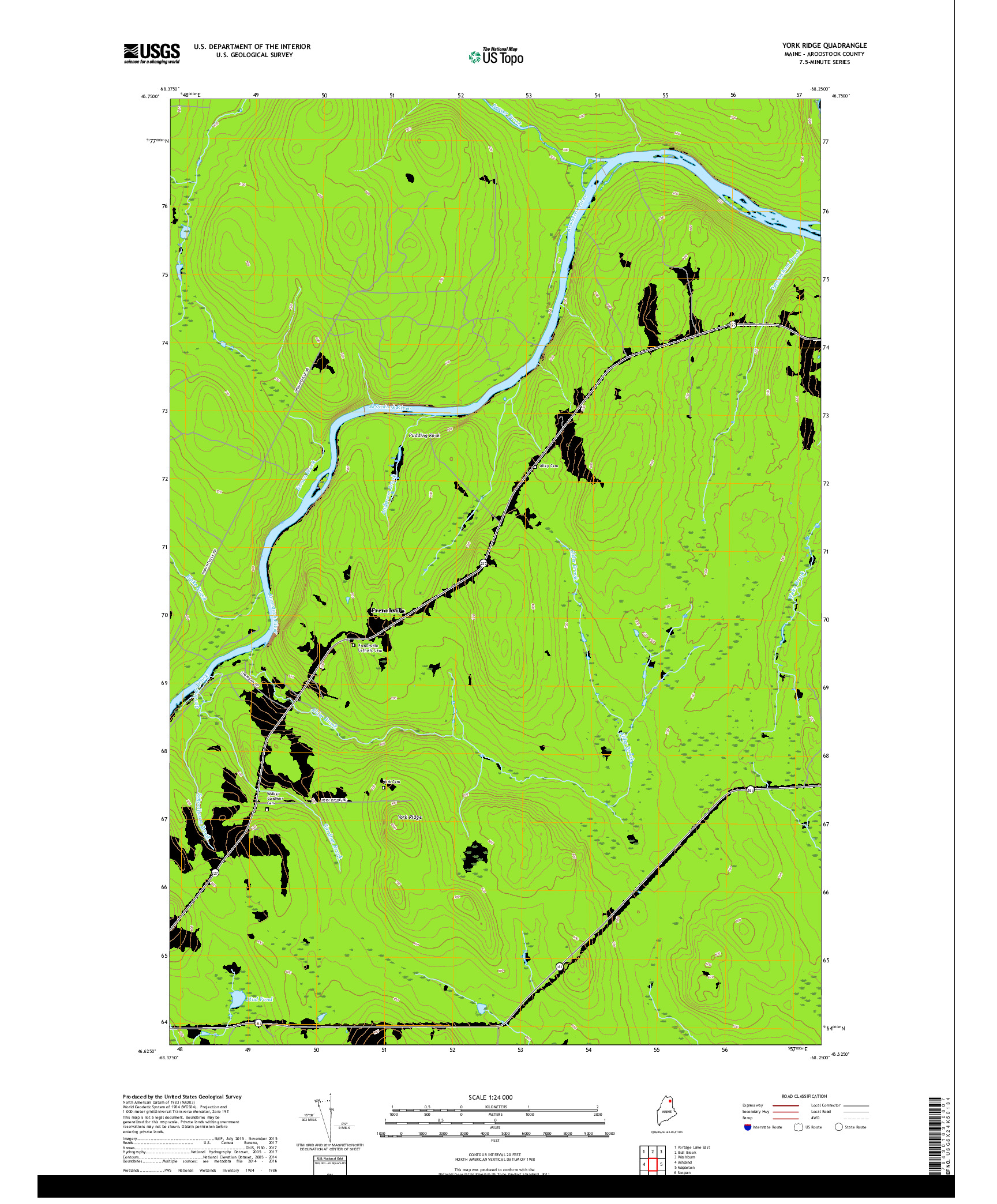 USGS US TOPO 7.5-MINUTE MAP FOR YORK RIDGE, ME 2018