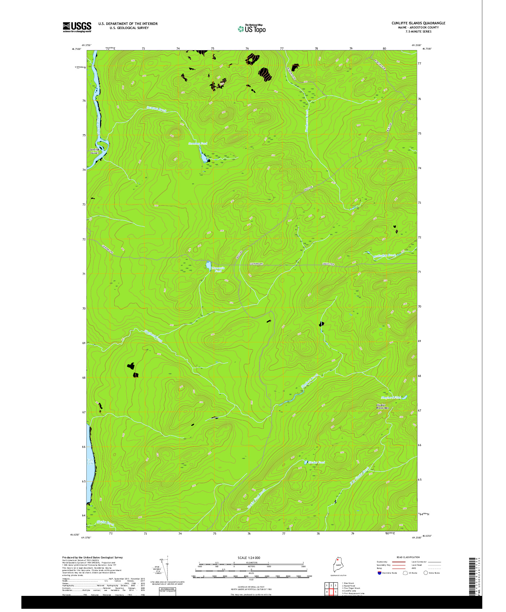 USGS US TOPO 7.5-MINUTE MAP FOR CUNLIFFE ISLANDS, ME 2018