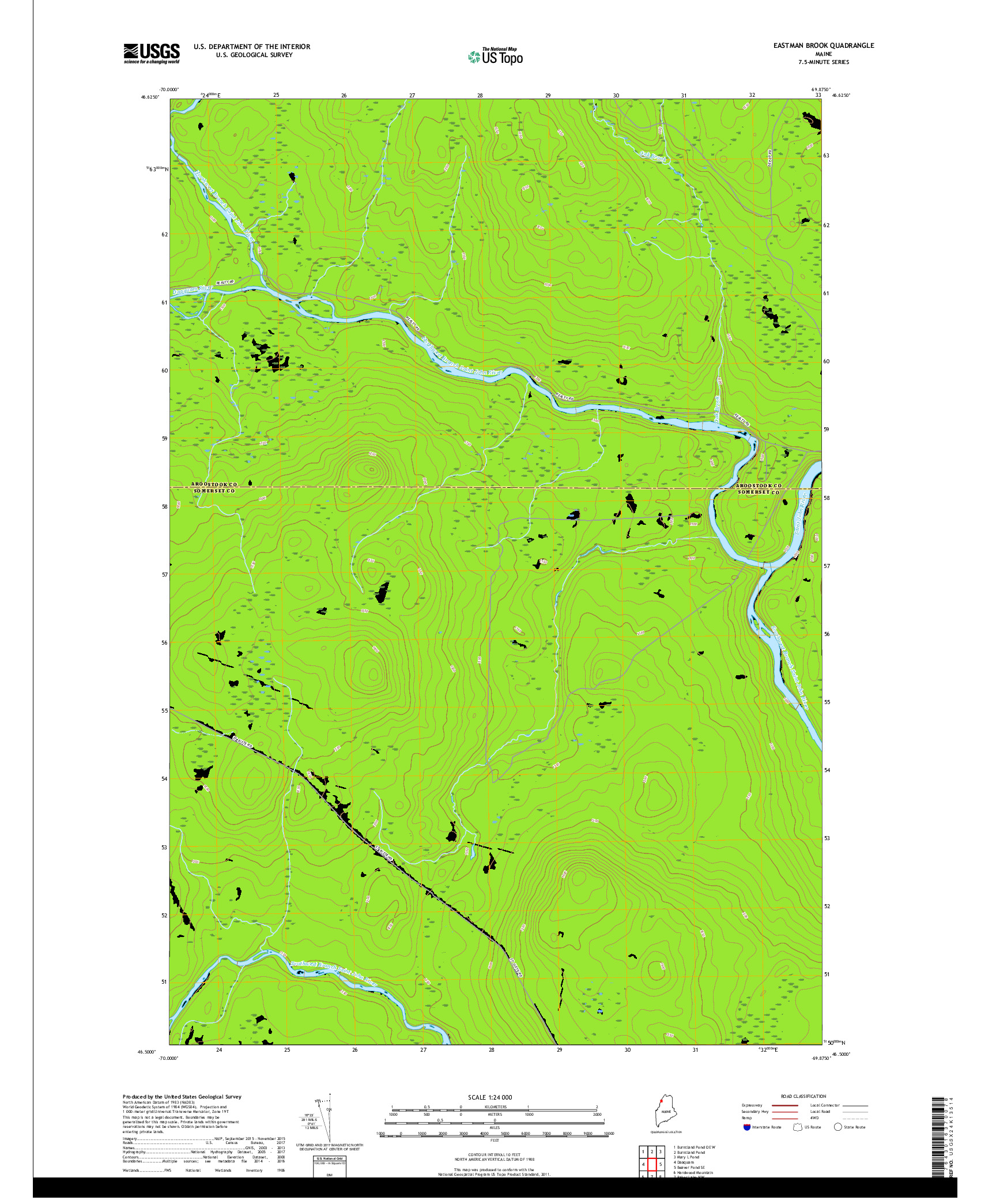 USGS US TOPO 7.5-MINUTE MAP FOR EASTMAN BROOK, ME 2018