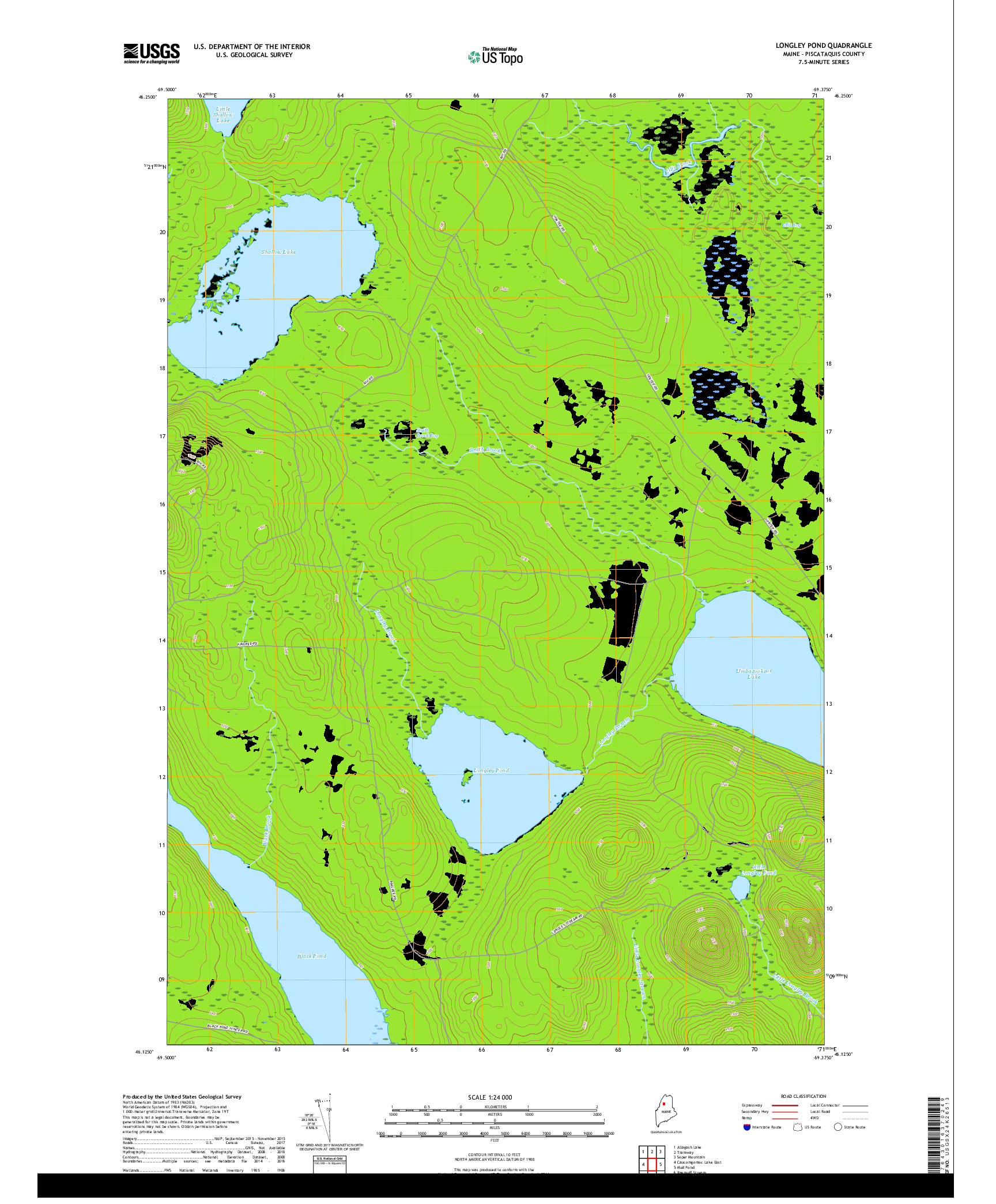 USGS US TOPO 7.5-MINUTE MAP FOR LONGLEY POND, ME 2018