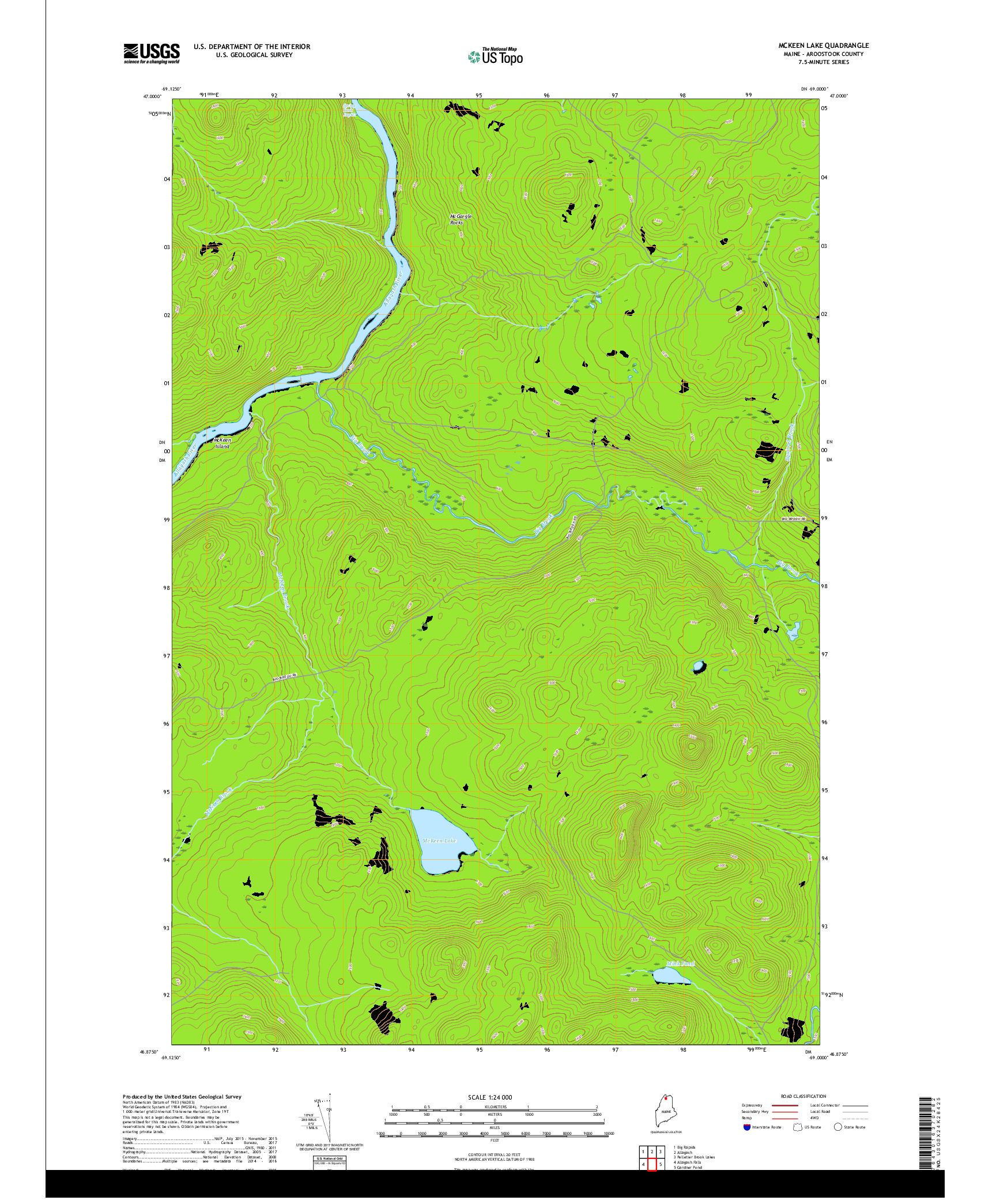 USGS US TOPO 7.5-MINUTE MAP FOR MCKEEN LAKE, ME 2018