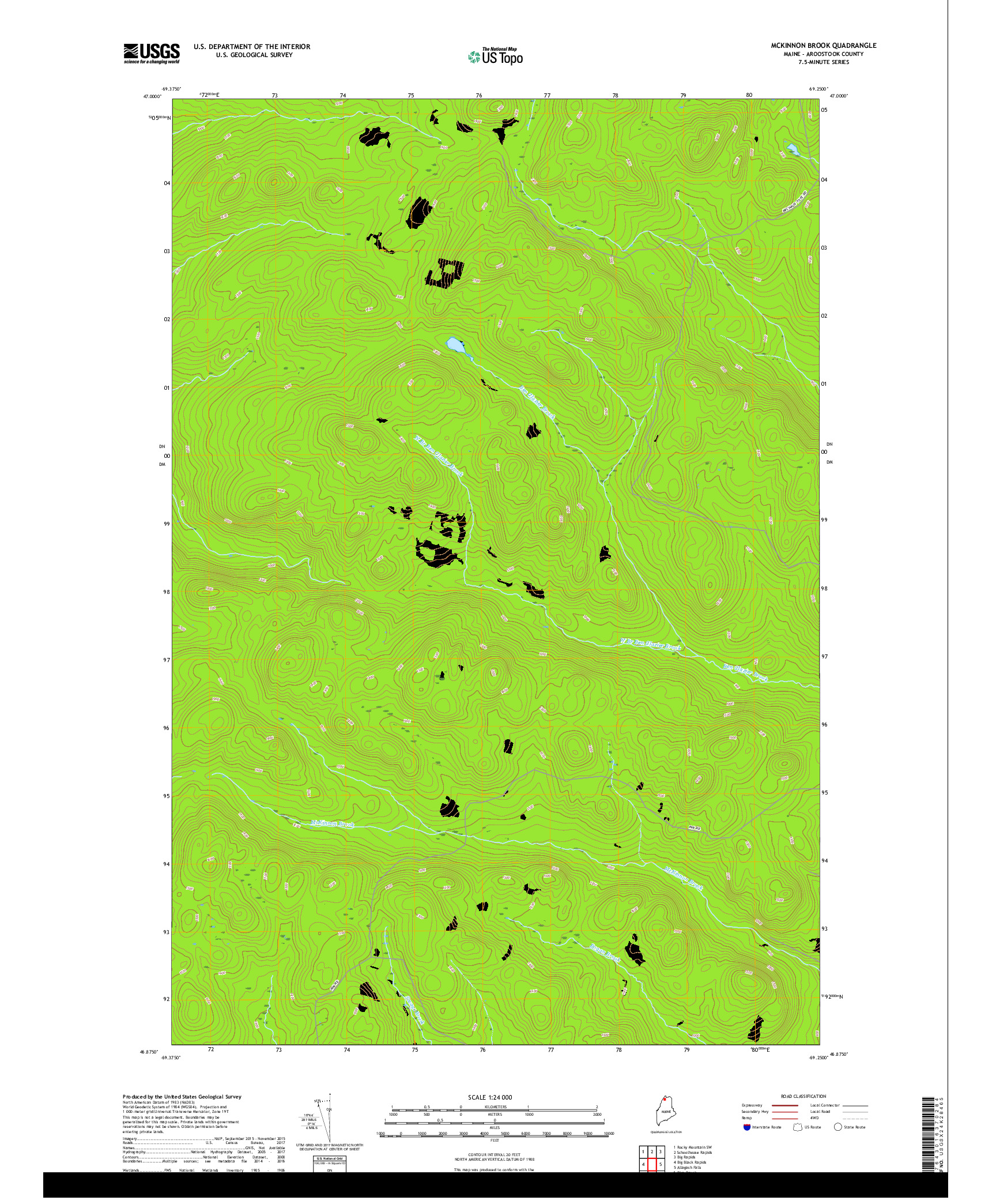 USGS US TOPO 7.5-MINUTE MAP FOR MCKINNON BROOK, ME 2018