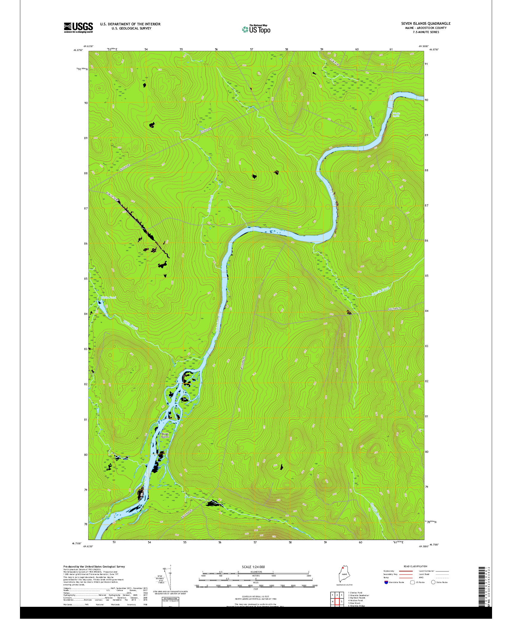 USGS US TOPO 7.5-MINUTE MAP FOR SEVEN ISLANDS, ME 2018