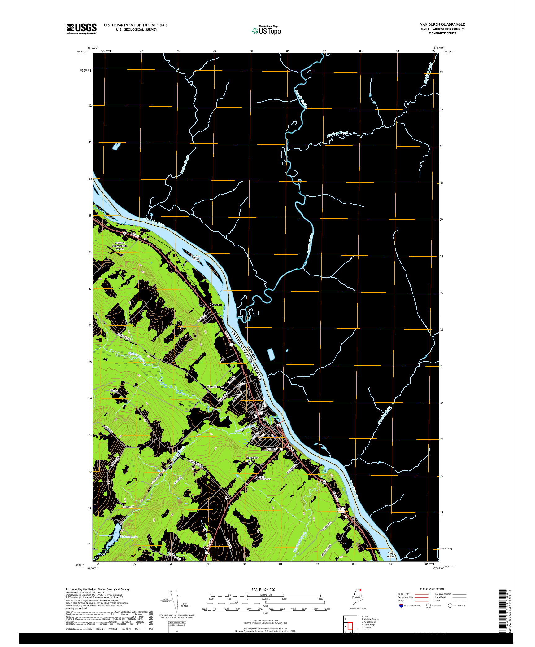 USGS US TOPO 7.5-MINUTE MAP FOR VAN BUREN, ME,NB 2018