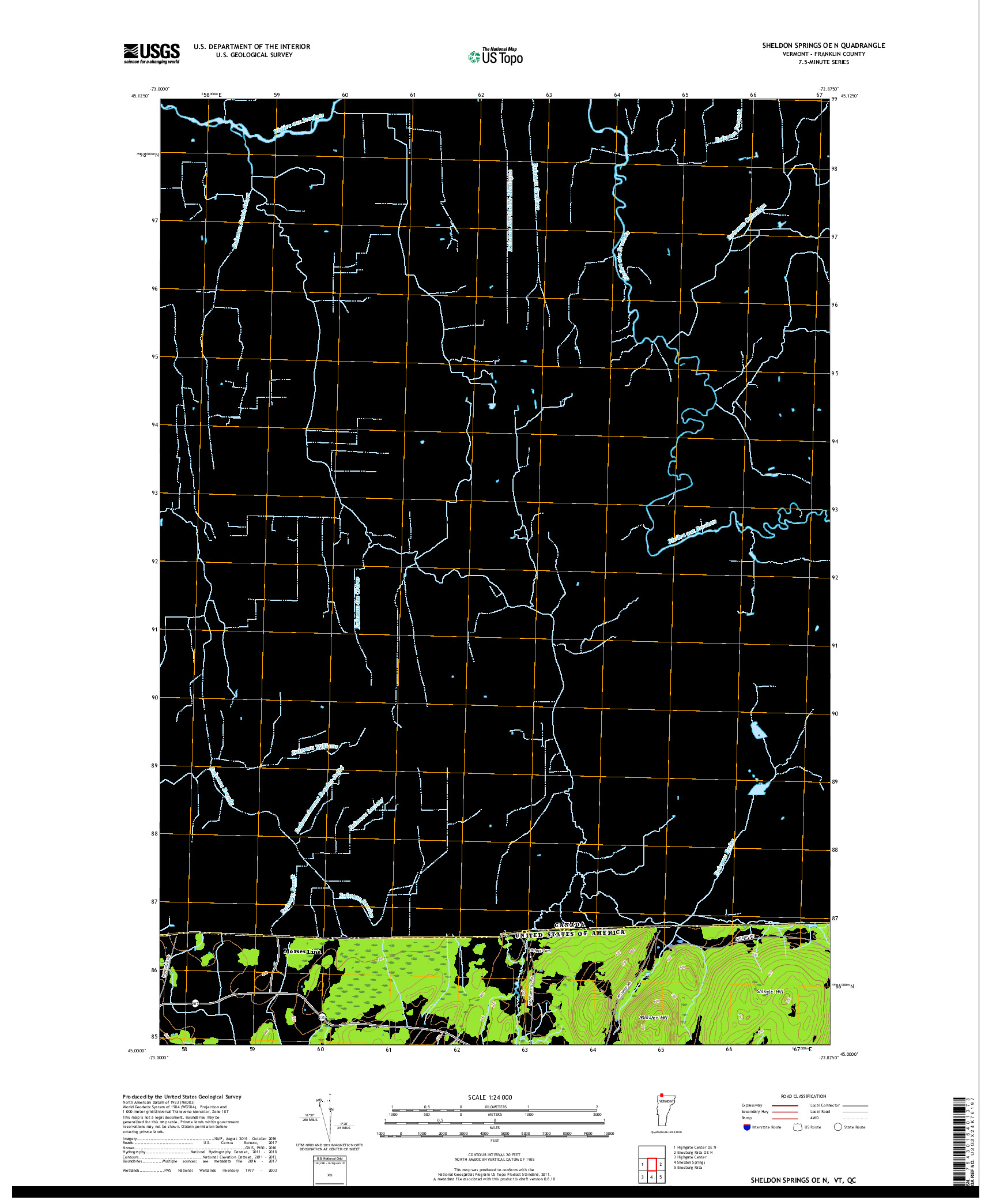 USGS US TOPO 7.5-MINUTE MAP FOR SHELDON SPRINGS OE N, VT,QC 2018