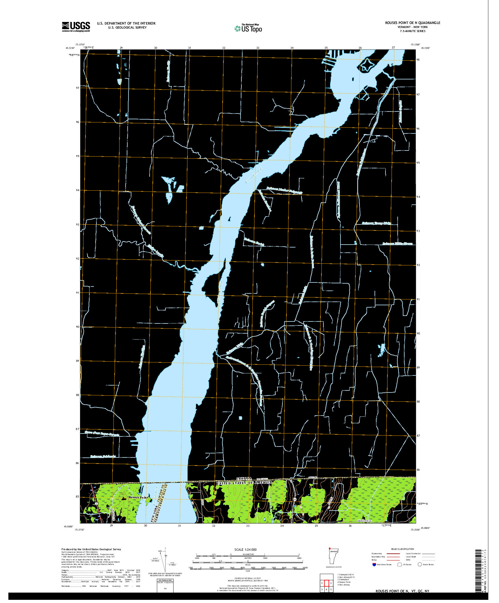 USGS US TOPO 7.5-MINUTE MAP FOR ROUSES POINT OE N, VT,QC,NY 2018