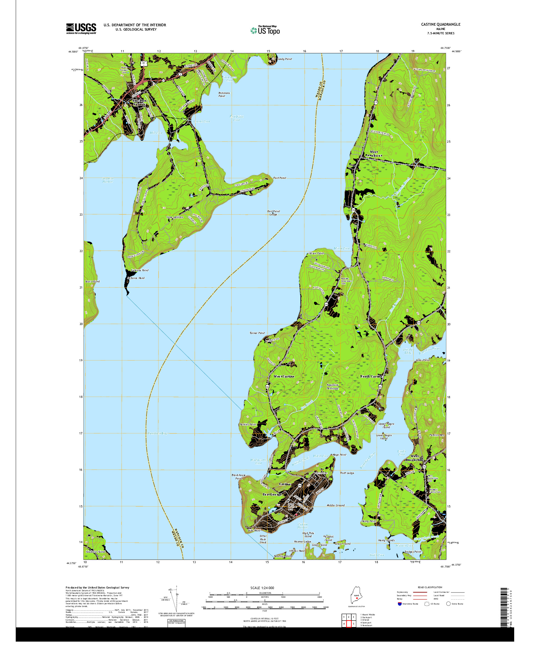 USGS US TOPO 7.5-MINUTE MAP FOR CASTINE, ME 2018