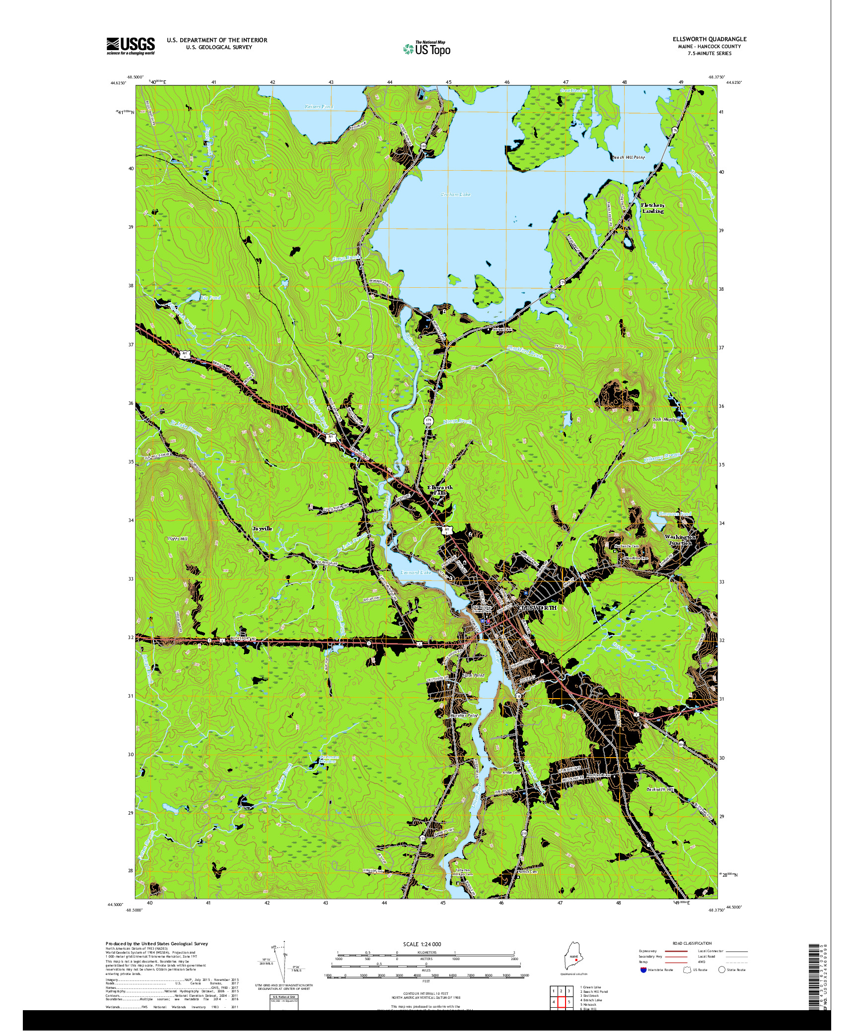 USGS US TOPO 7.5-MINUTE MAP FOR ELLSWORTH, ME 2018