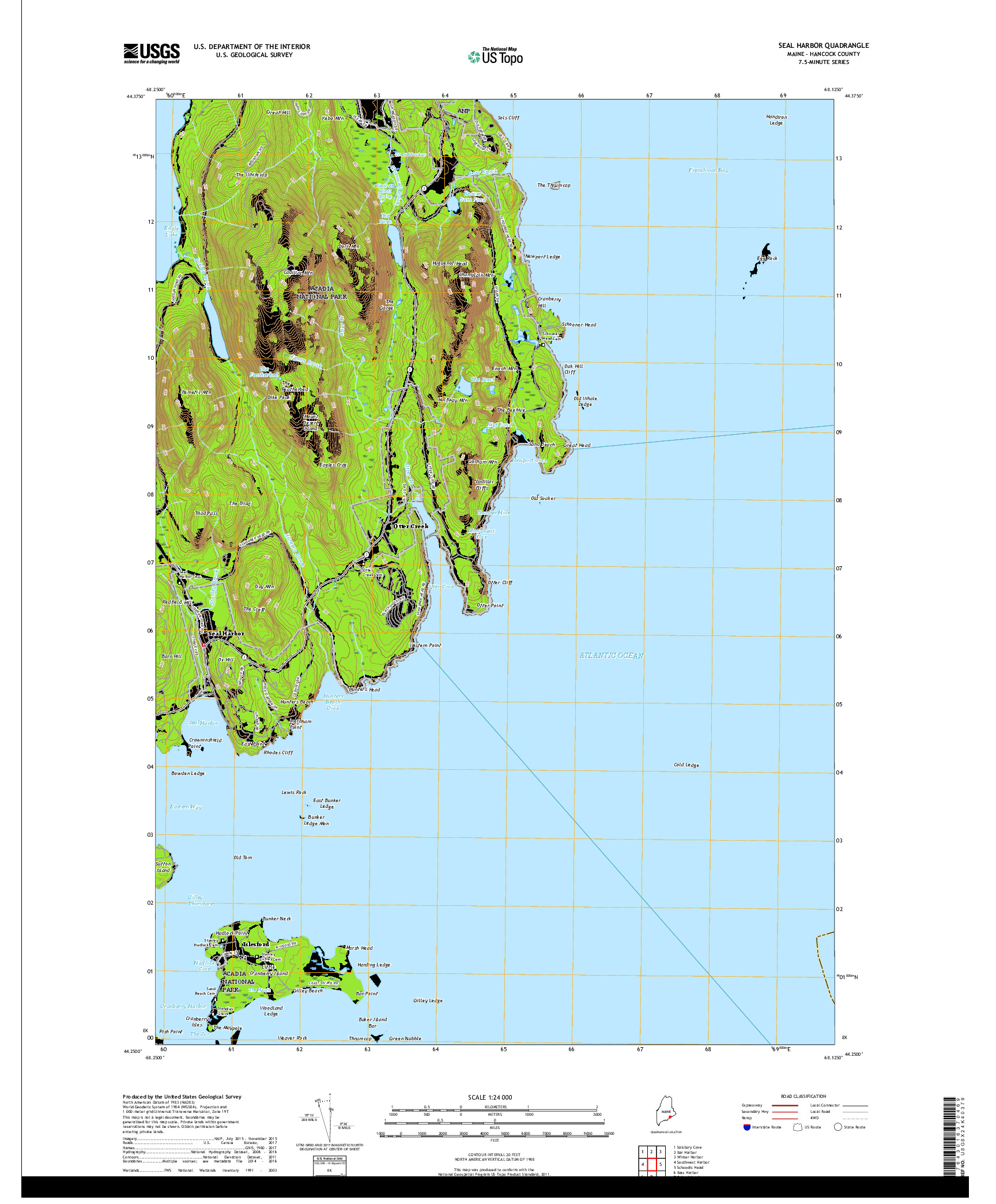 USGS US TOPO 7.5-MINUTE MAP FOR SEAL HARBOR, ME 2018