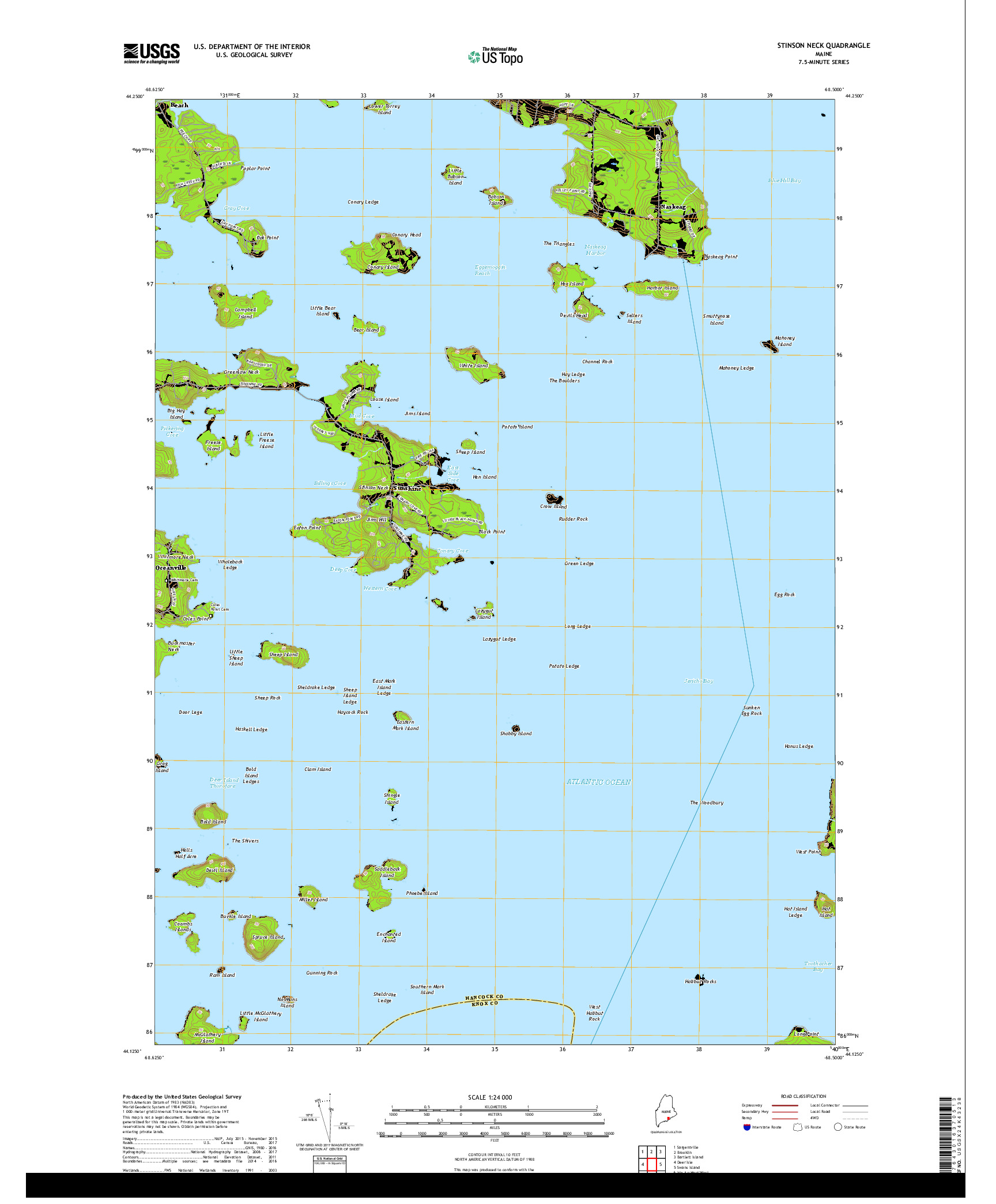 USGS US TOPO 7.5-MINUTE MAP FOR STINSON NECK, ME 2018