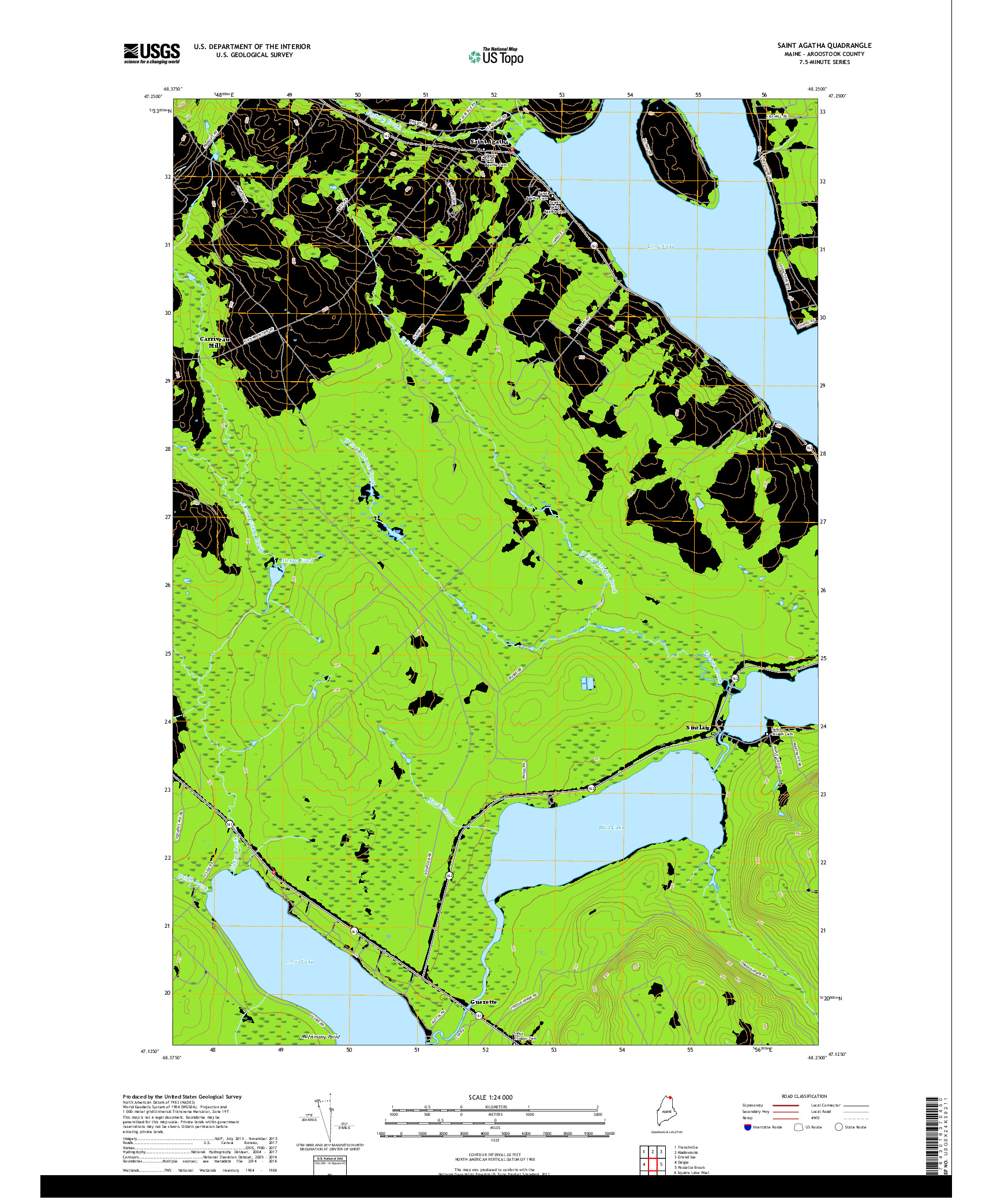 USGS US TOPO 7.5-MINUTE MAP FOR SAINT AGATHA, ME 2018