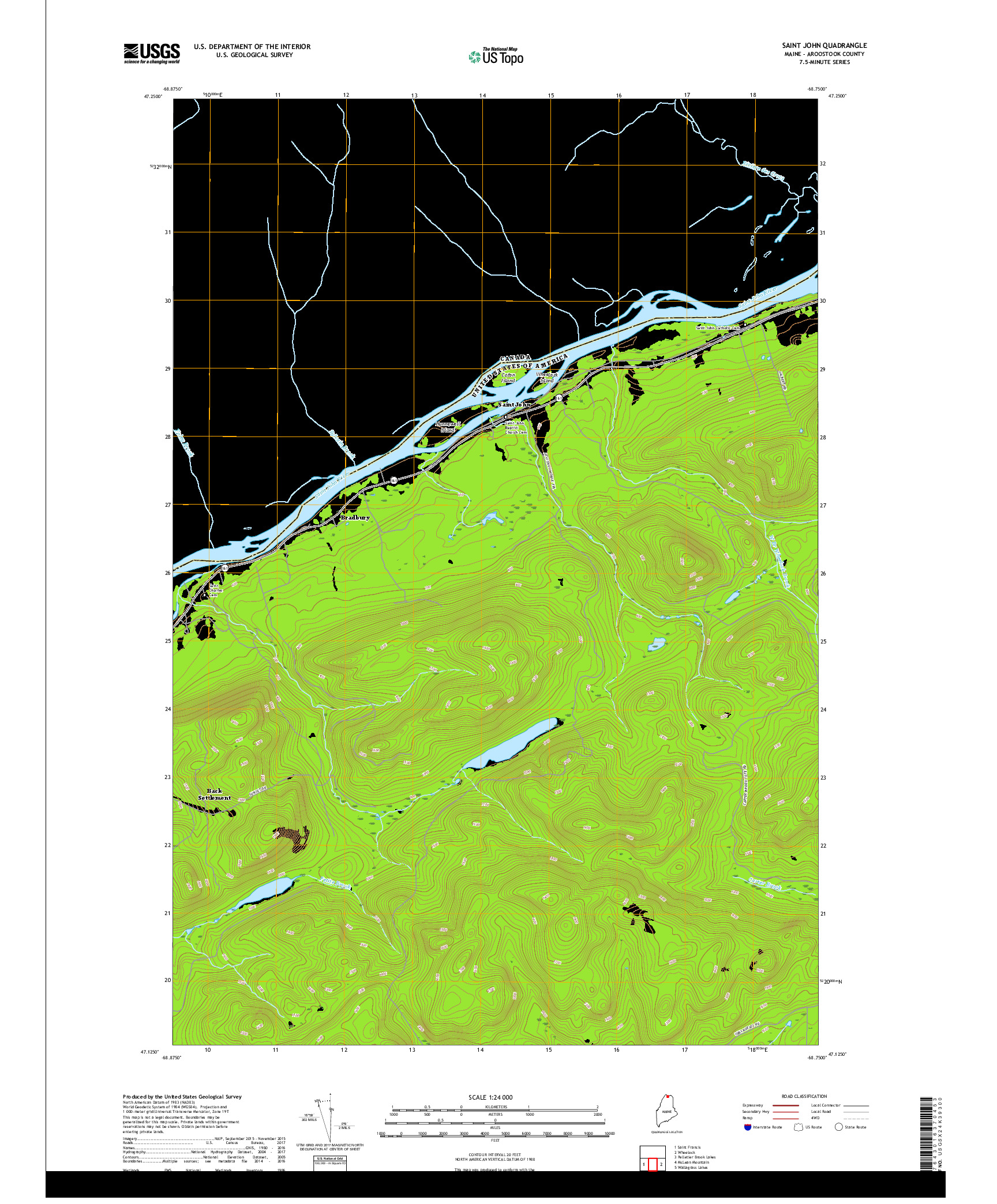 USGS US TOPO 7.5-MINUTE MAP FOR SAINT JOHN, ME,NB 2018