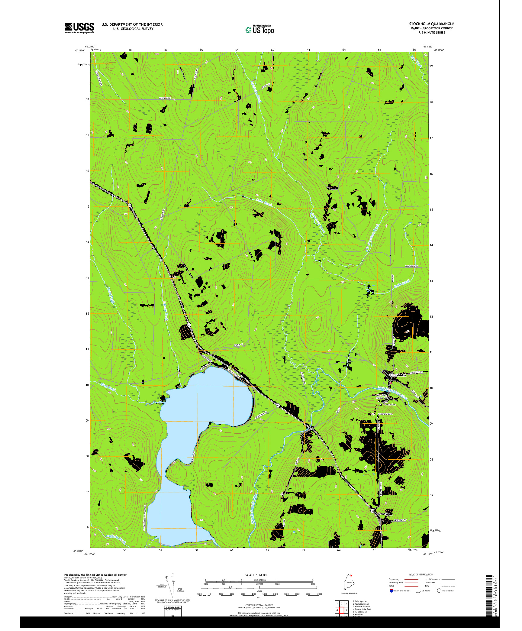 USGS US TOPO 7.5-MINUTE MAP FOR STOCKHOLM, ME 2018