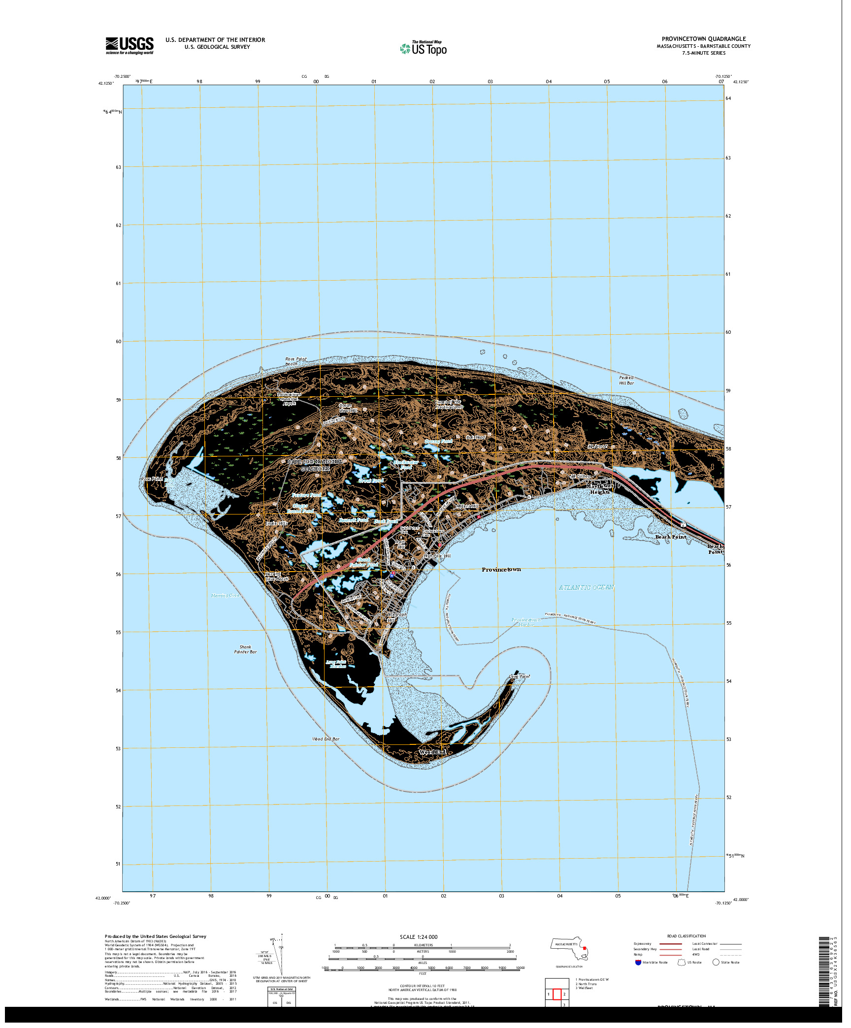 USGS US TOPO 7.5-MINUTE MAP FOR PROVINCETOWN, MA 2018