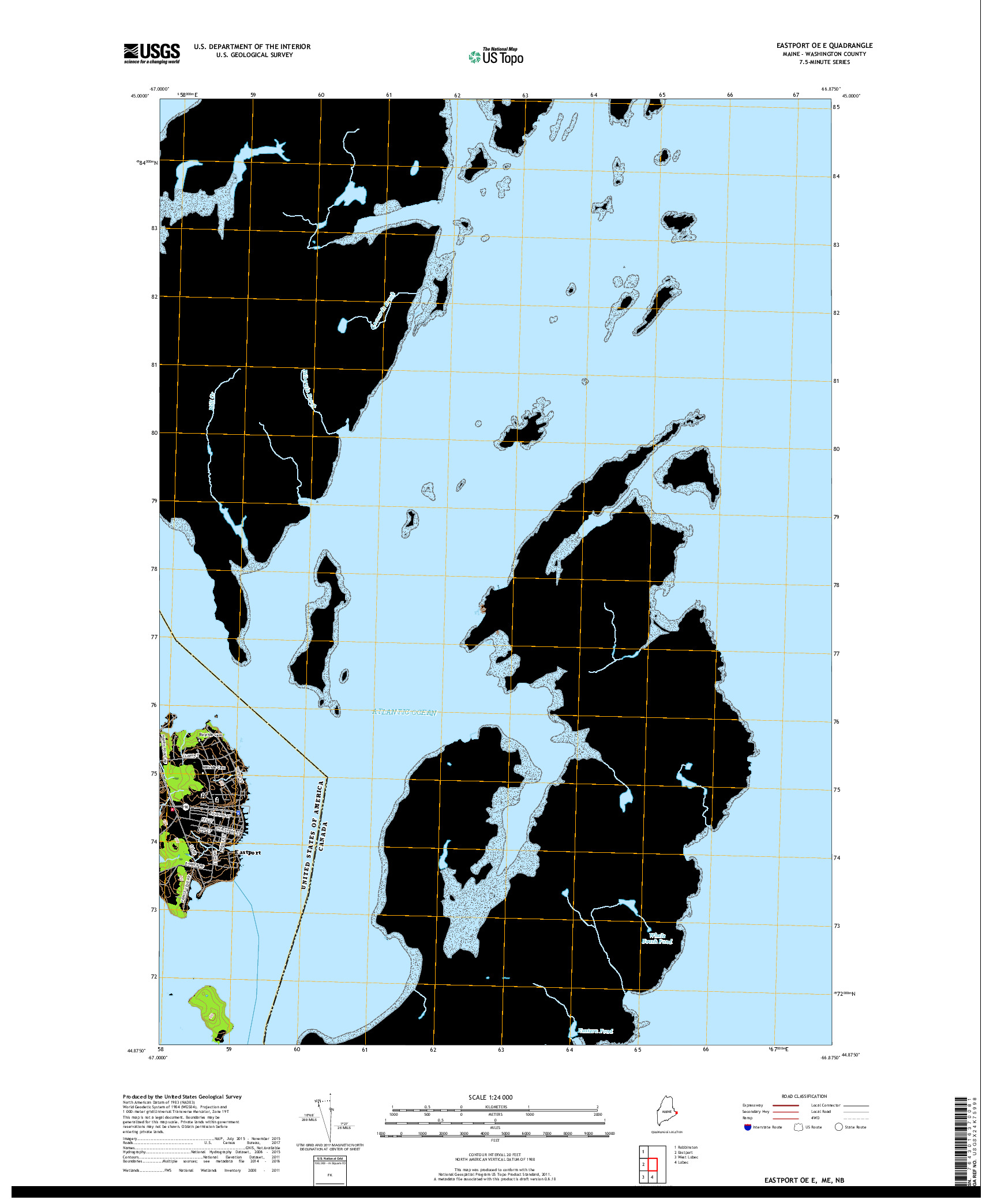 USGS US TOPO 7.5-MINUTE MAP FOR EASTPORT OE E, ME,NB 2018