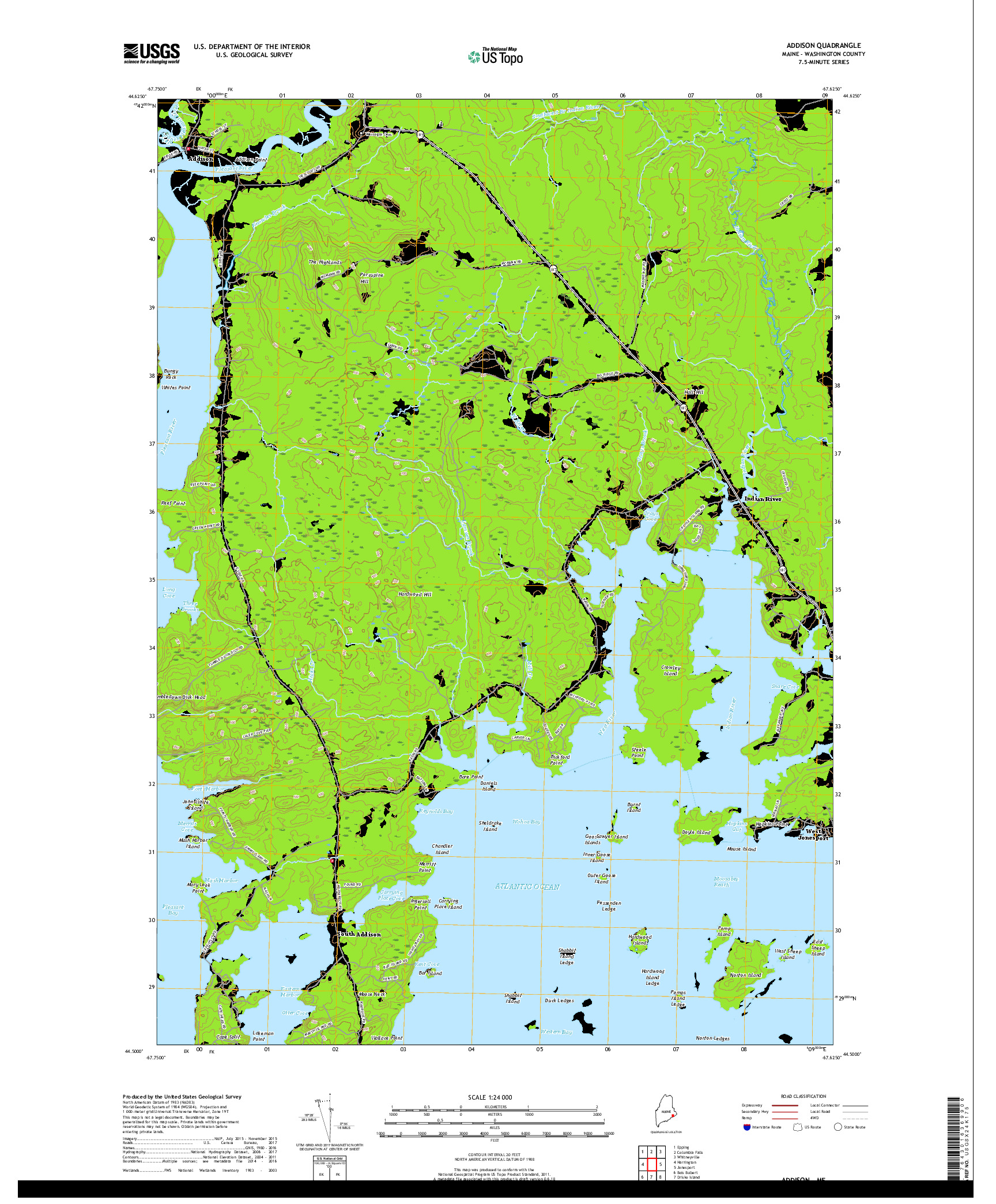 USGS US TOPO 7.5-MINUTE MAP FOR ADDISON, ME 2018