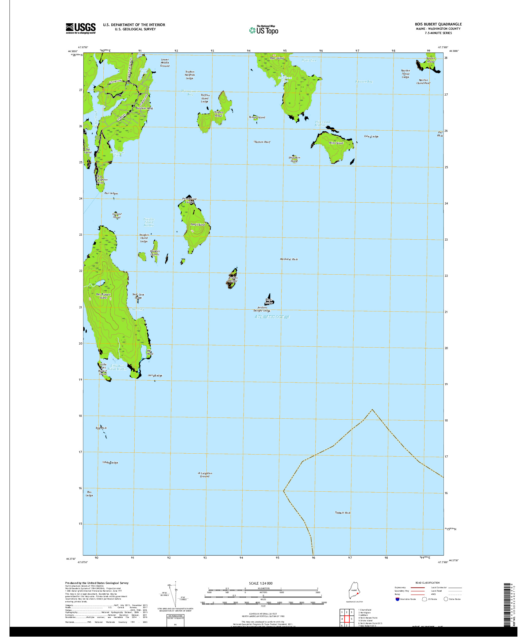 USGS US TOPO 7.5-MINUTE MAP FOR BOIS BUBERT, ME 2018