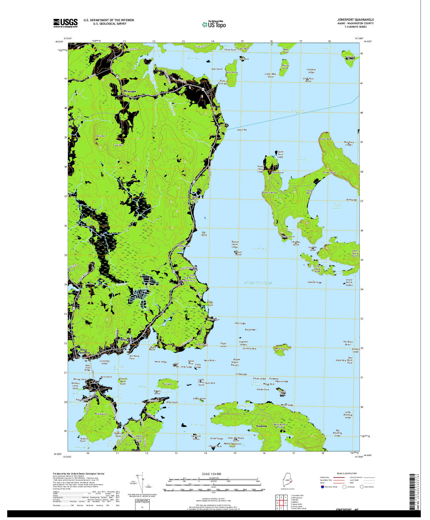 USGS US TOPO 7.5-MINUTE MAP FOR JONESPORT, ME 2018