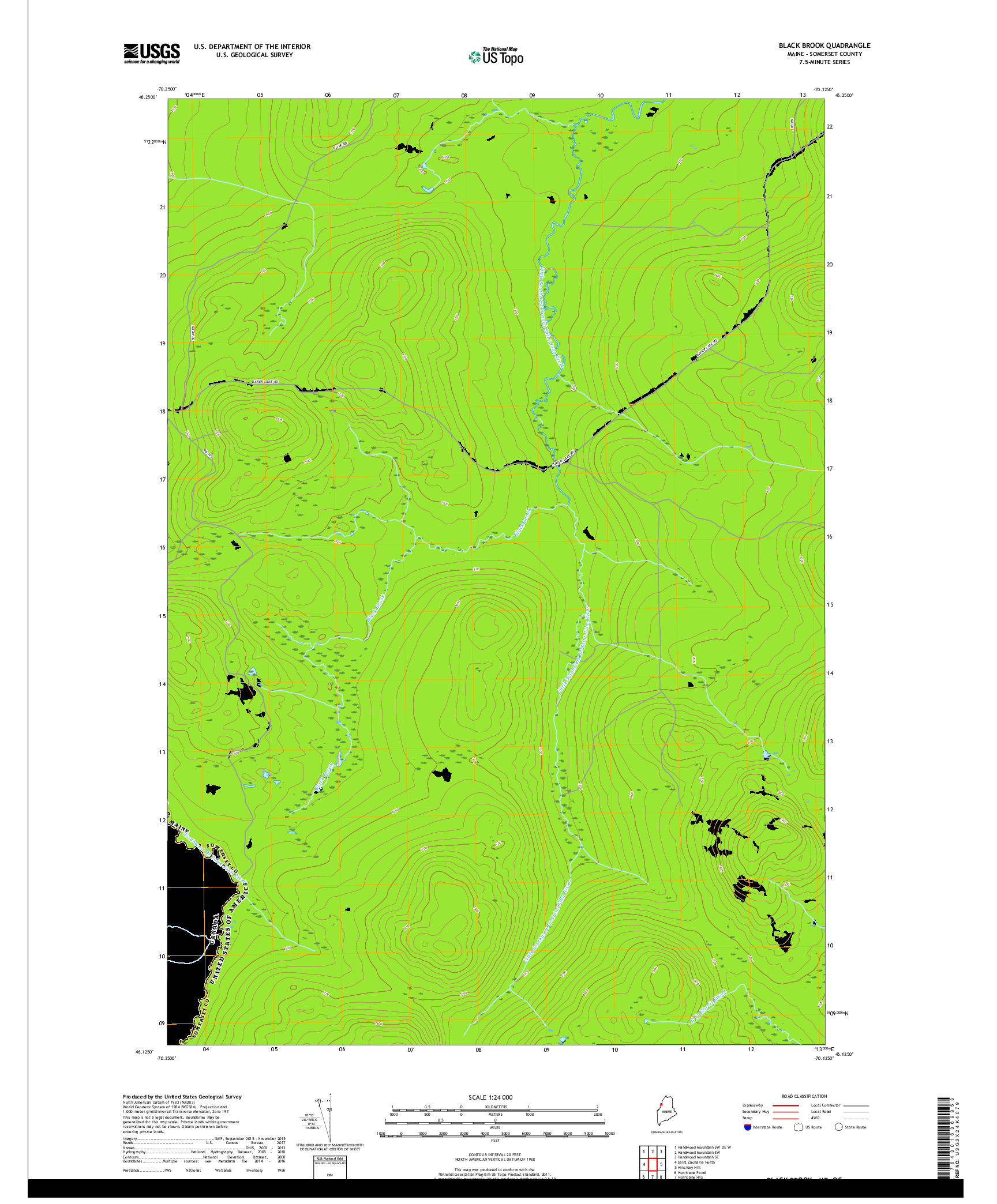 USGS US TOPO 7.5-MINUTE MAP FOR BLACK BROOK, ME,QC 2018