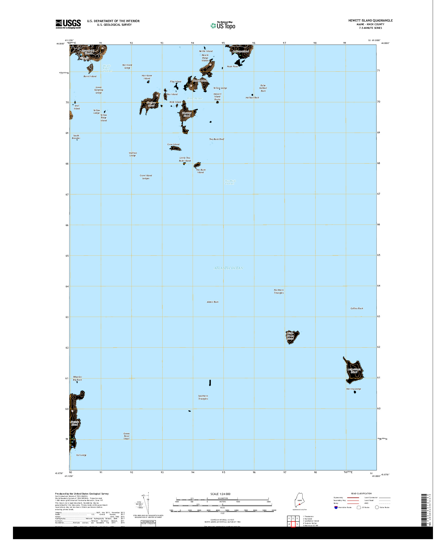 USGS US TOPO 7.5-MINUTE MAP FOR HEWETT ISLAND, ME 2018