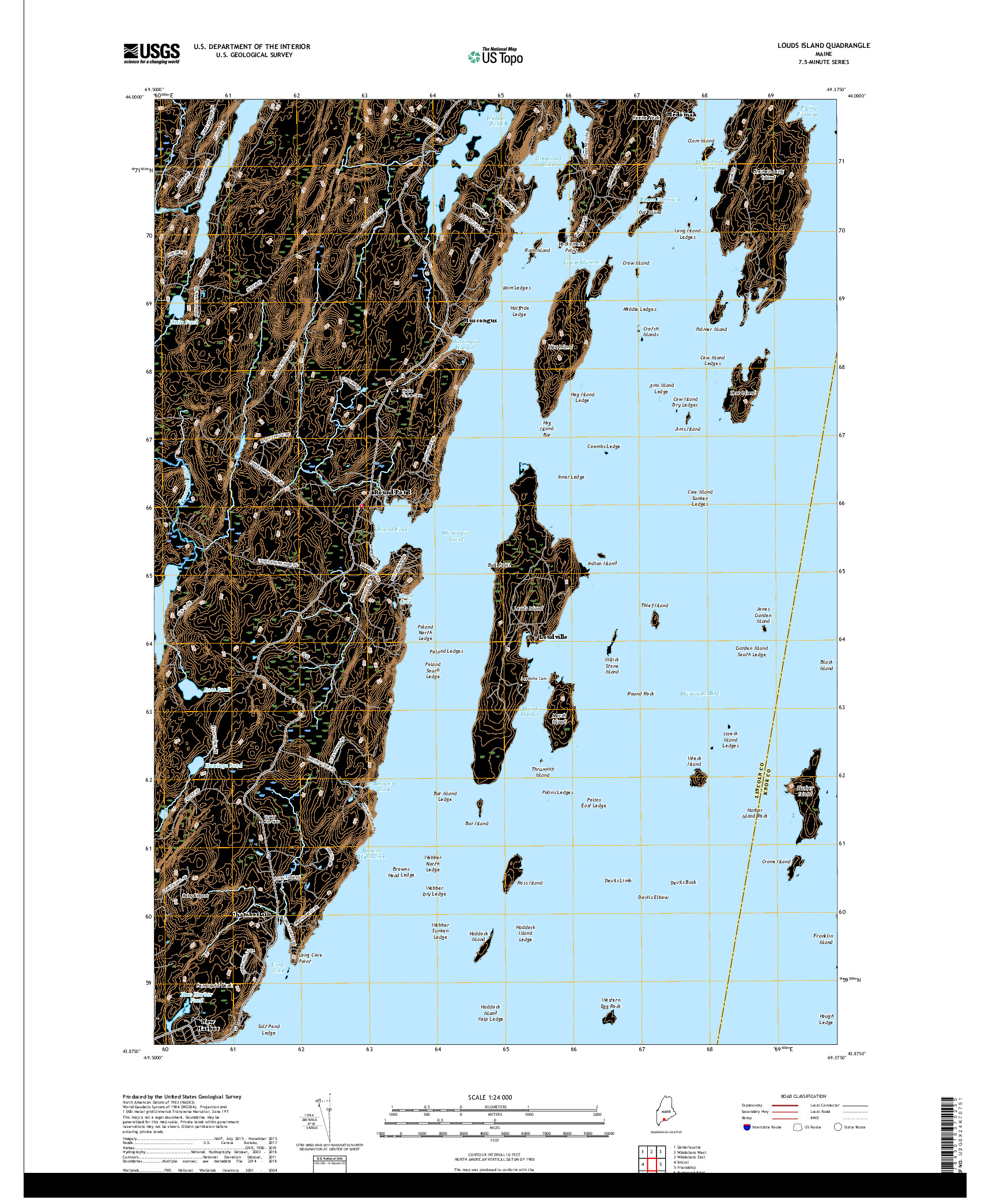 USGS US TOPO 7.5-MINUTE MAP FOR LOUDS ISLAND, ME 2018