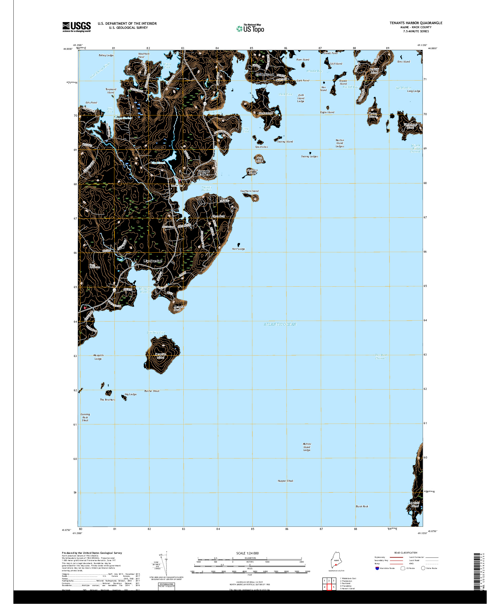 USGS US TOPO 7.5-MINUTE MAP FOR TENANTS HARBOR, ME 2018