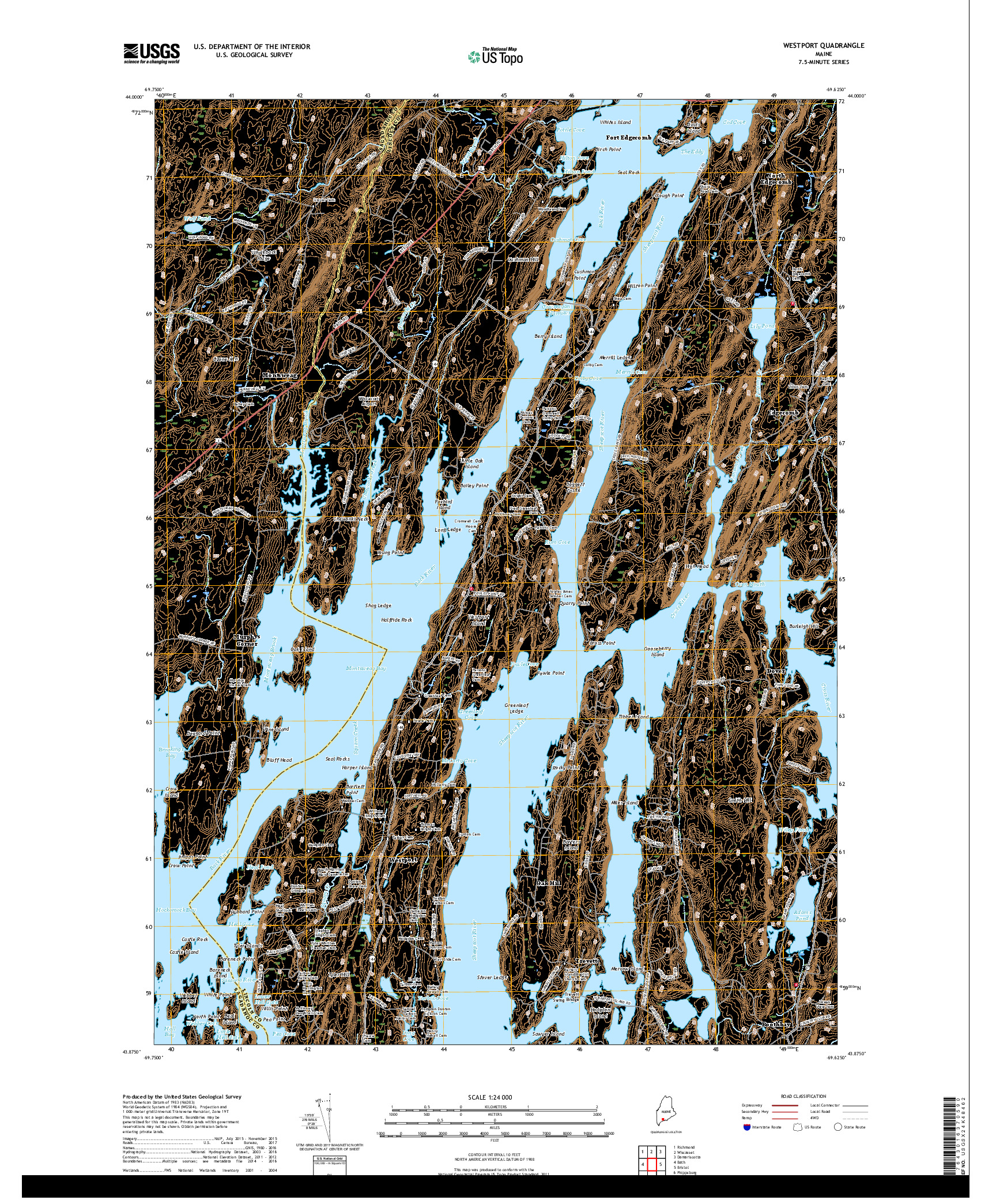 USGS US TOPO 7.5-MINUTE MAP FOR WESTPORT, ME 2018