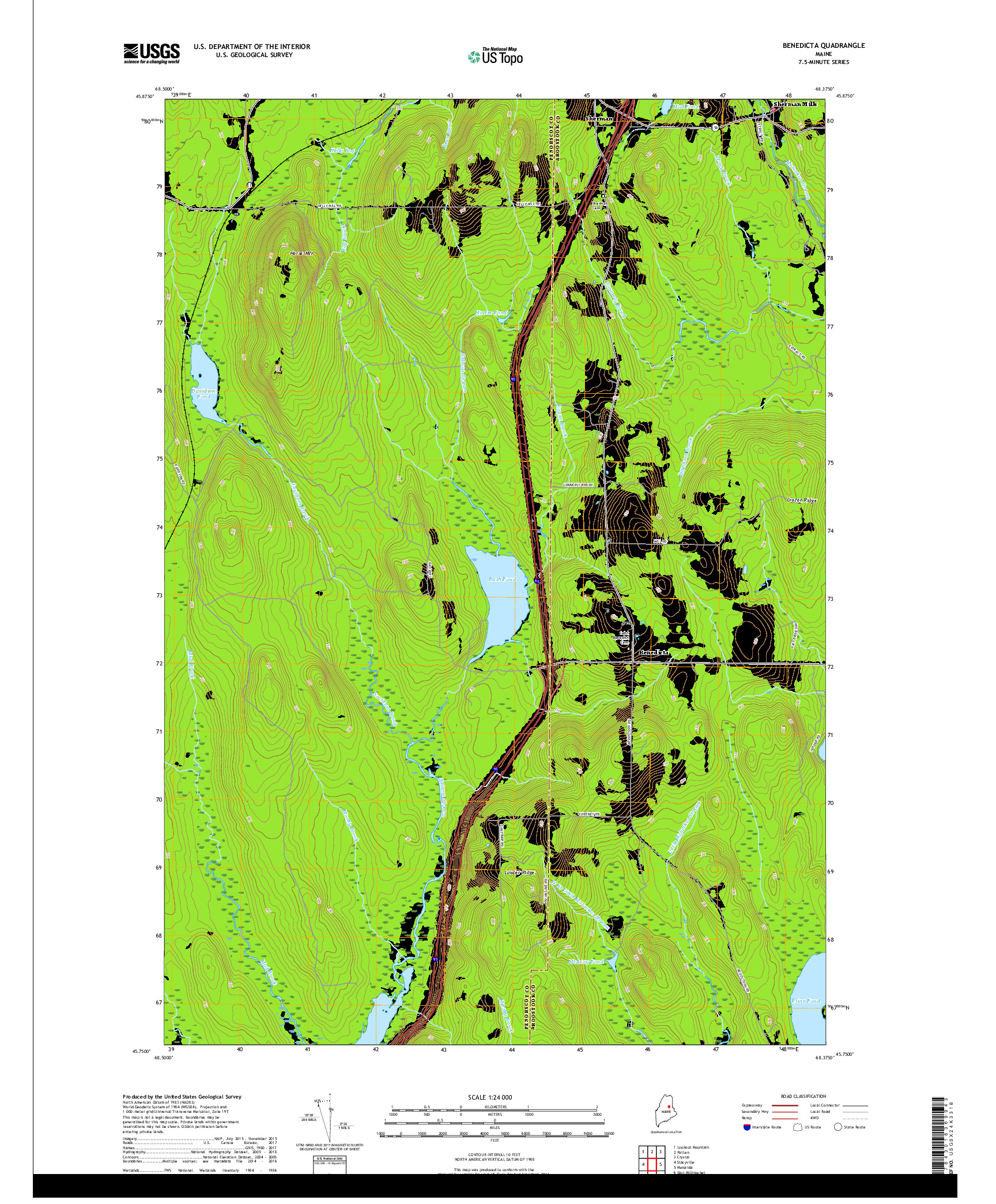 USGS US TOPO 7.5-MINUTE MAP FOR BENEDICTA, ME 2018