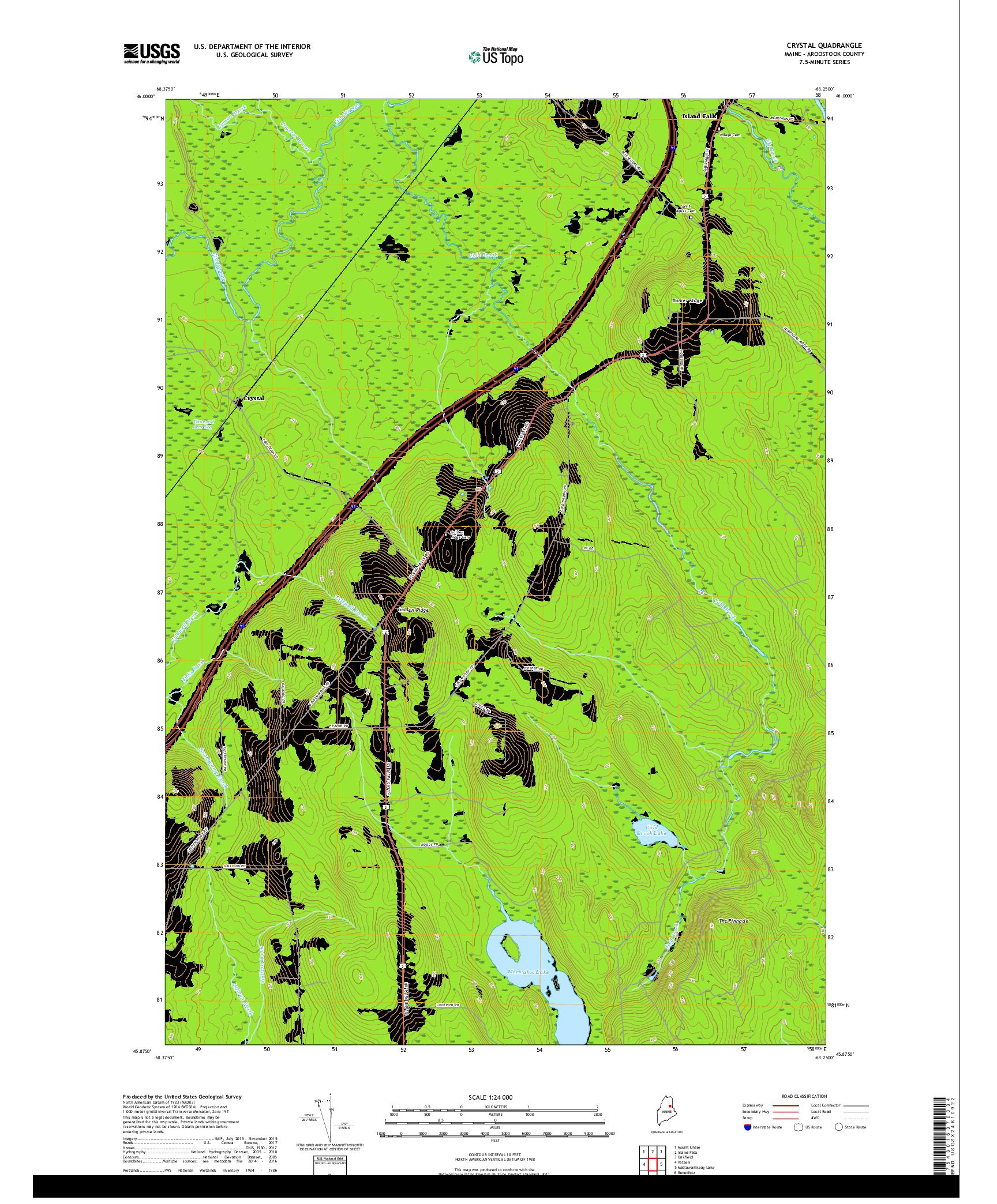 USGS US TOPO 7.5-MINUTE MAP FOR CRYSTAL, ME 2018