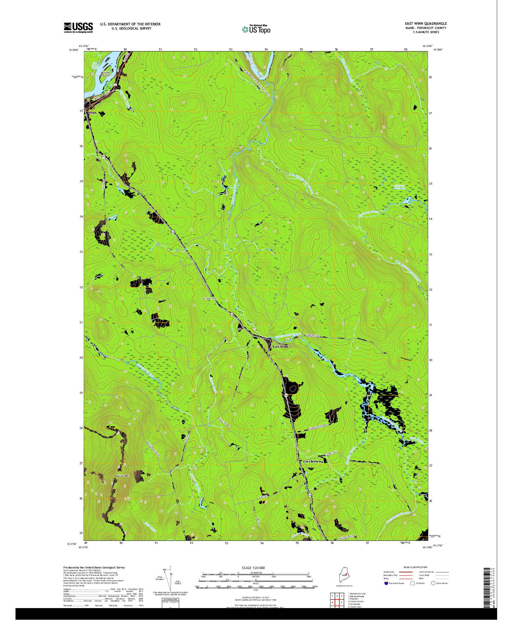 USGS US TOPO 7.5-MINUTE MAP FOR EAST WINN, ME 2018